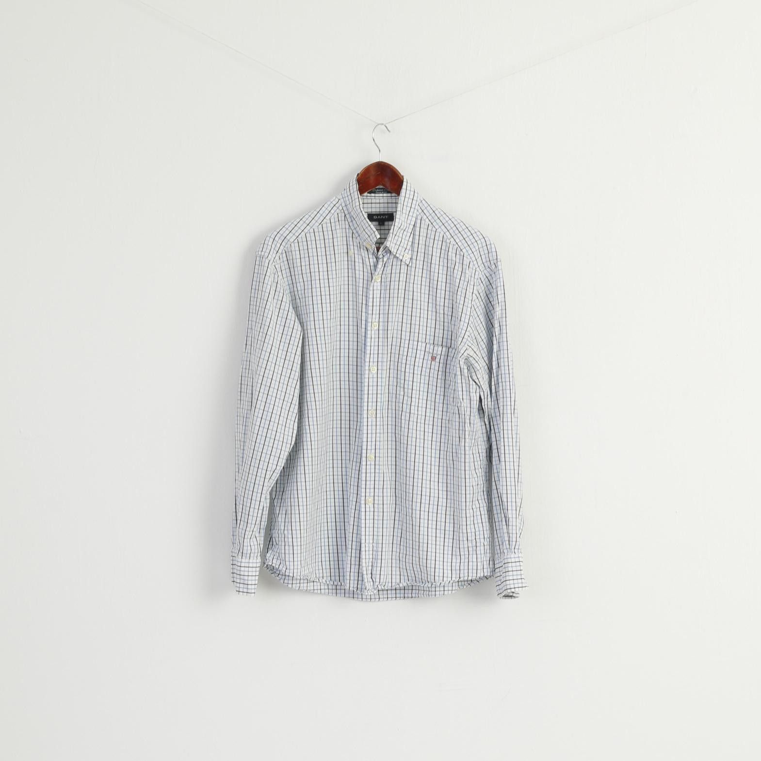 Gant GANT Men M Casual Shirt White Blue Check 8838 Size US M / EU 48-50 / 2 - 1 Thumbnail
