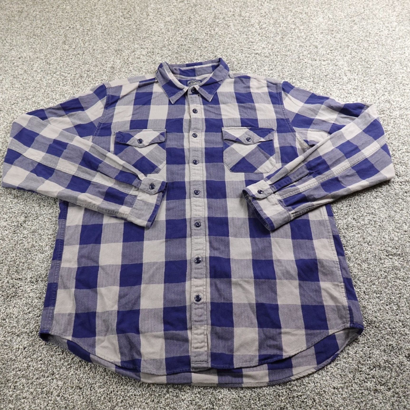 J.Crew J.CREW Shirt Mens 2XLT Blue Herringbone Flannel Heavy Long Sleeve Button Up Work Shirt Size US XXL / EU 58 / 5 - 2 Thumbnail