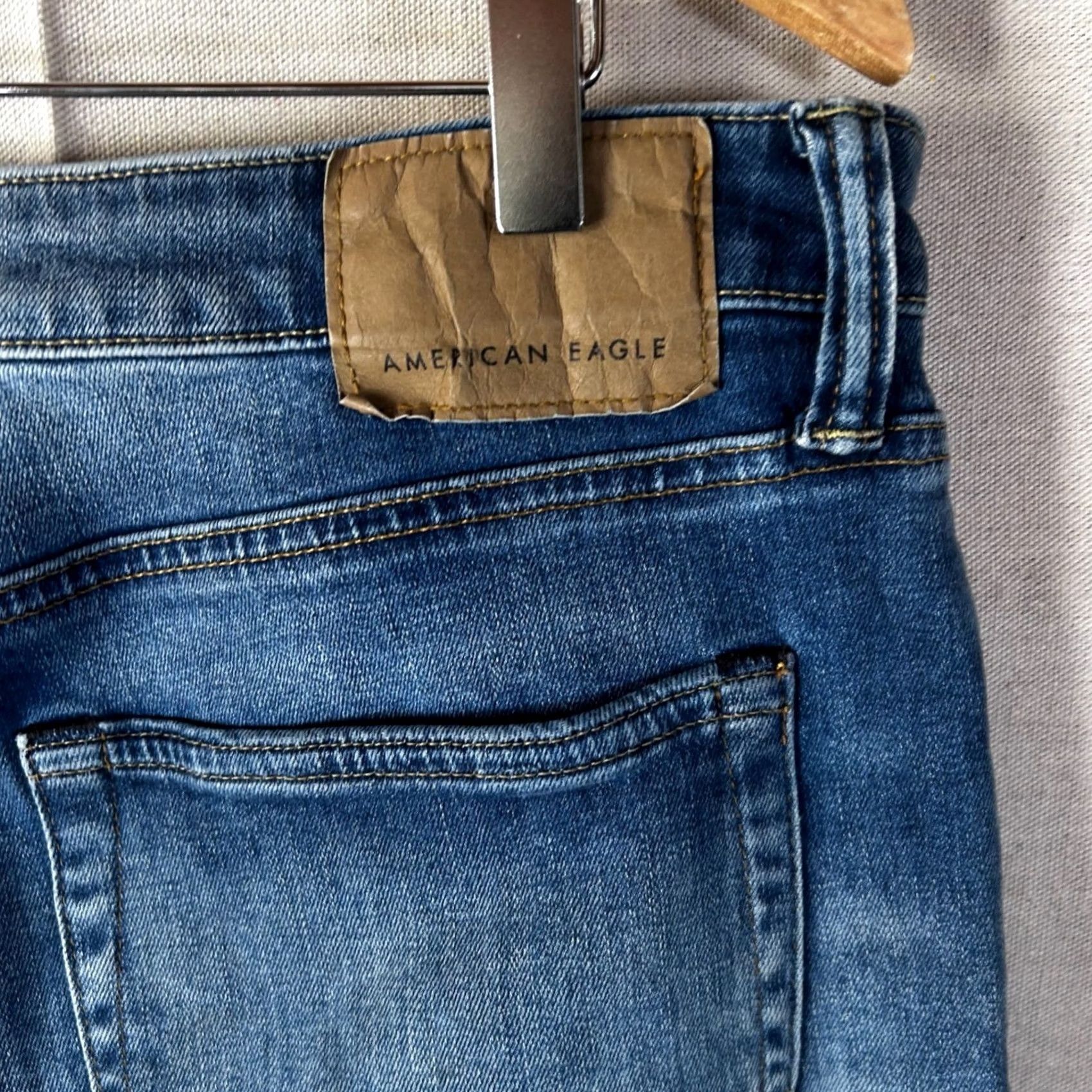 American Eagle Outfitters American Eagle Ne(x)t Level Flex Jeans 36x32 Blue Medium Wash Denim Mens Straight 5-Pocket Zip Button Regular Rise Mid Comfort Stretch Size US 36 / EU 52 - 8 Thumbnail