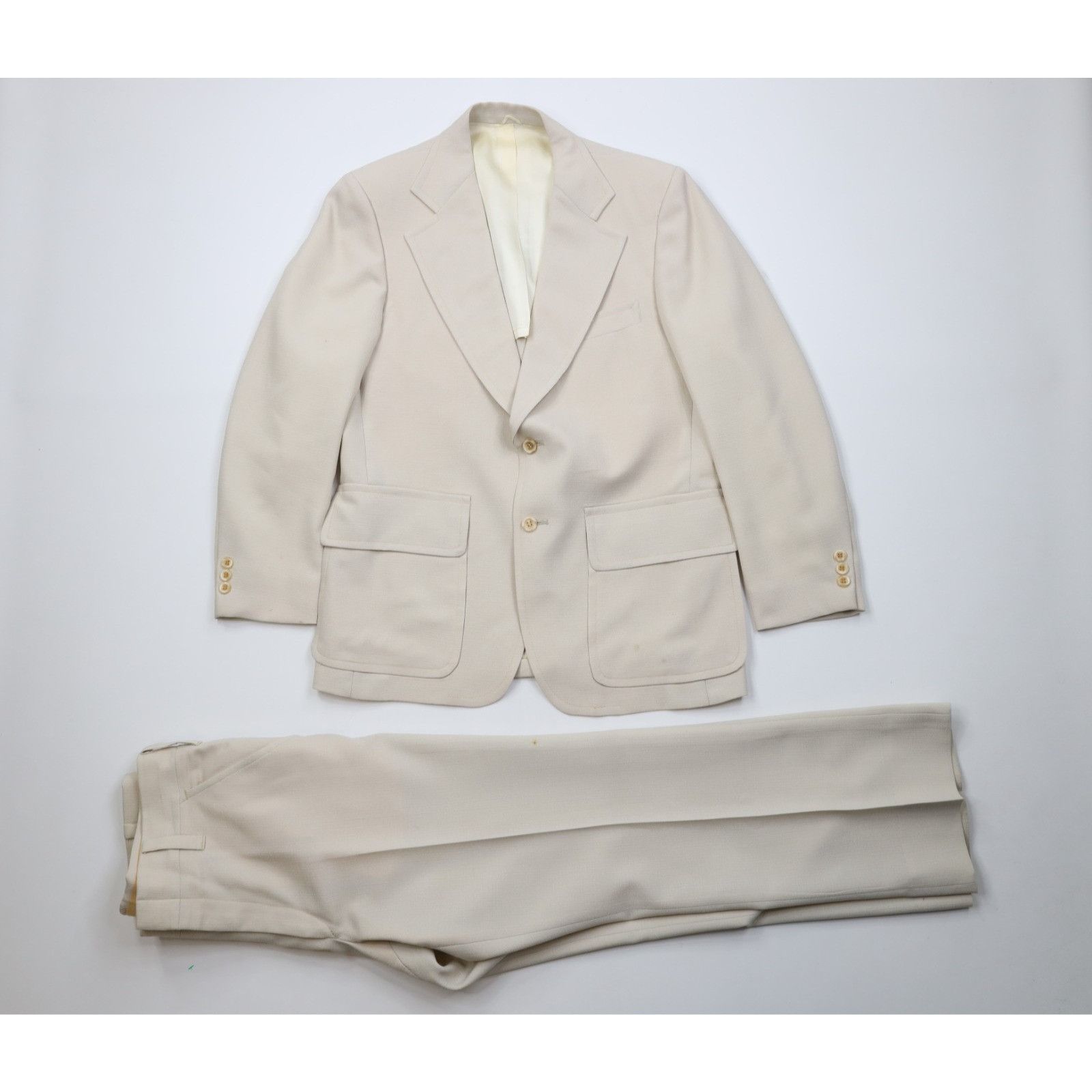 Vintage Vintage 60s 70s Streetwear 2 Piece Suit Wedding Knit Size 40R - 1 Thumbnail