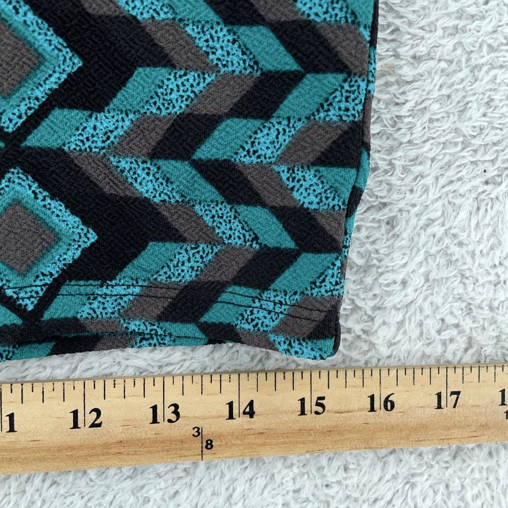 Vintage LuLaRoe Skirt Womens Medium Black Teal Geometric Pencil Stretch Pull On Size 32" / US 10 / IT 46 - 5 Thumbnail