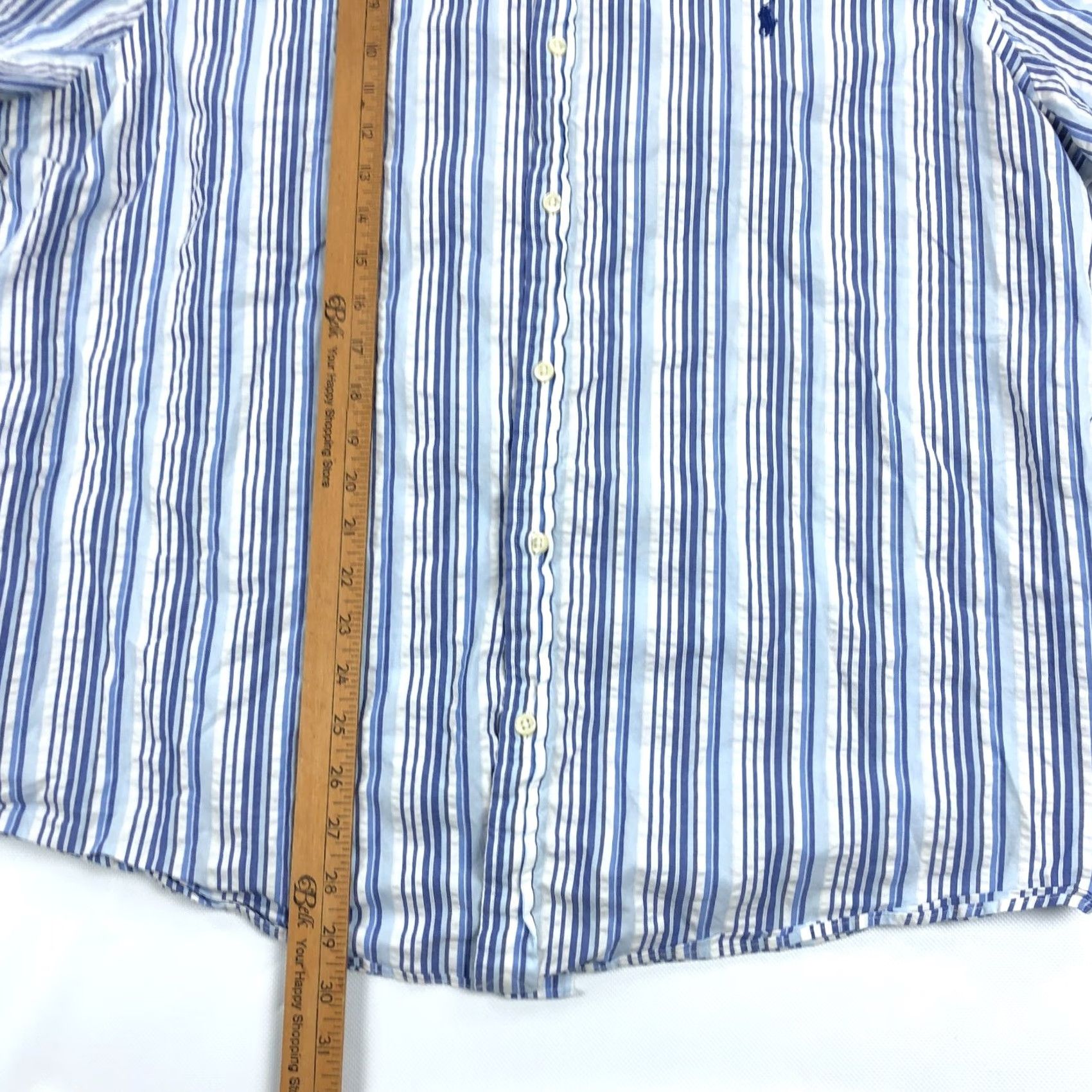 Ralph Lauren Ralph Lauren Shirt Mens XXL Prepster Classic Fit Seersucker Blue Stripe Casual/Office/Travel Button-Up Short Sleeve Size US XXL / EU 58 / 5 - 6 Thumbnail