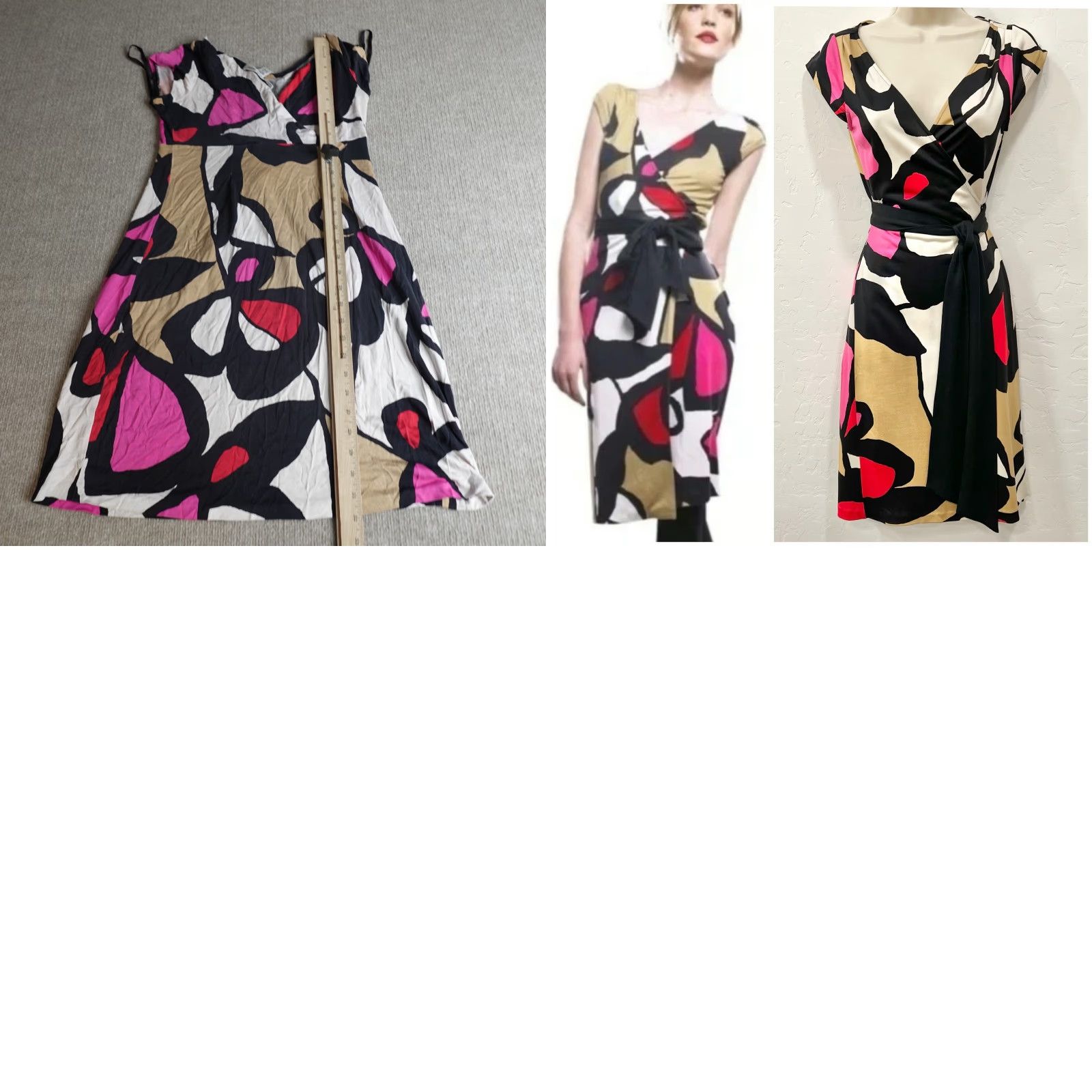 Diane von Furstenberg Diane von Furstenberg Dress 8 White Beige Pink Wrap 100% Silk Silk Wrap Dress Short Sleeve Knee Length Womens Vintage No Size M / US 6-8 / IT 42-44 - 8 Thumbnail