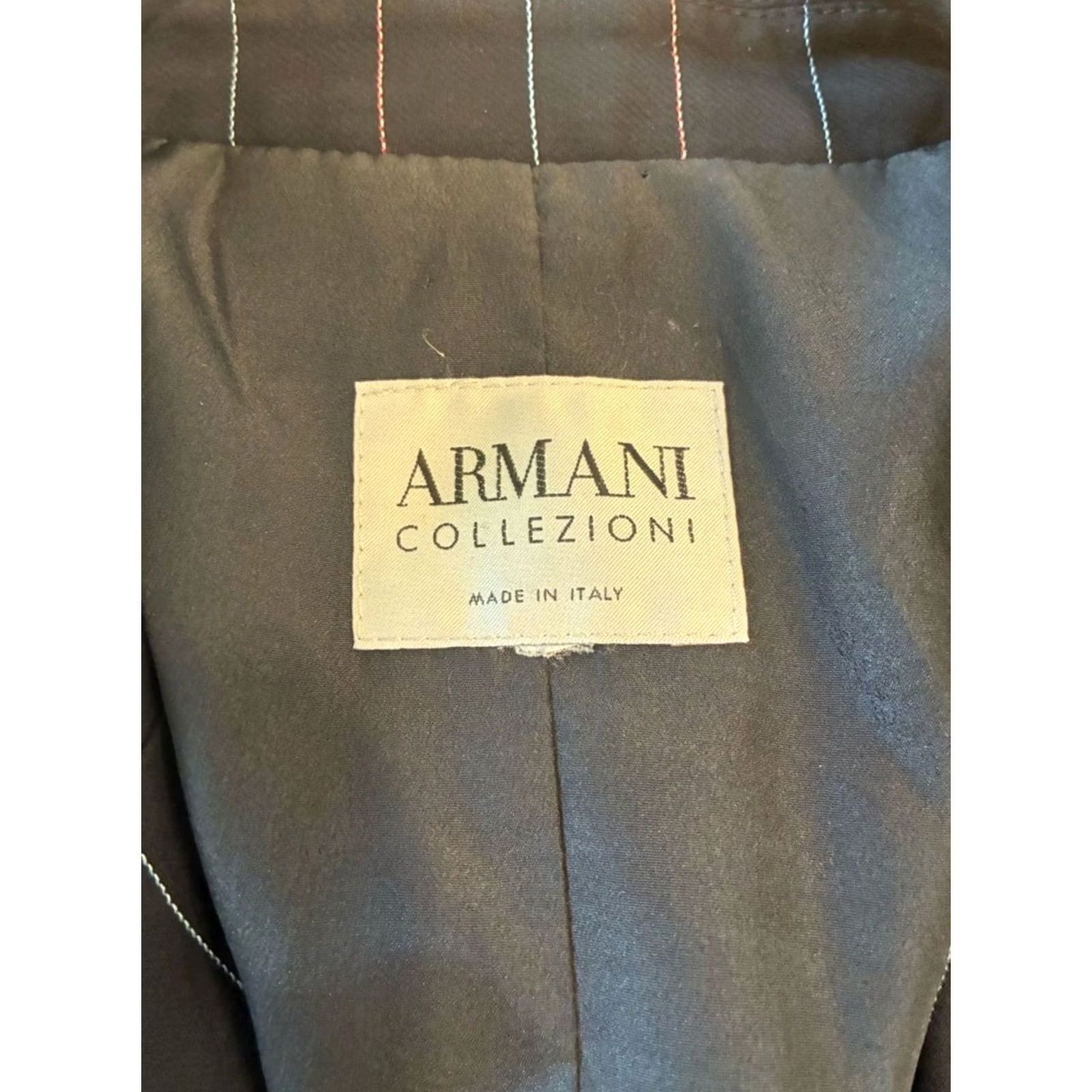Armani Armani Collezioni Blazer Women M Wool Black Blue Red Pinstripe Three Button Size 10/M Size M / US 6-8 / IT 42-44 - 2 Thumbnail