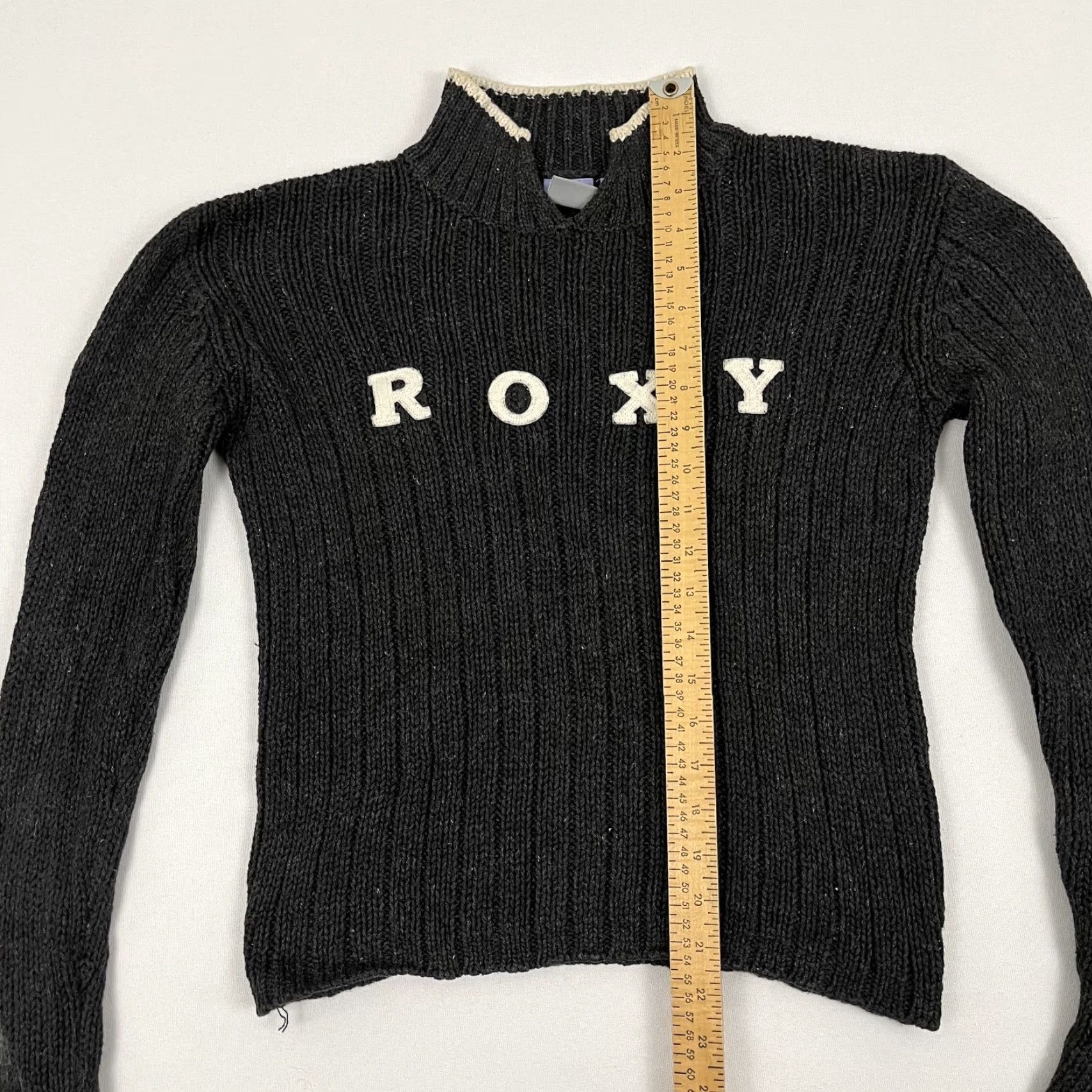 Vintage VTG Quiksilver Roxy Sweater Womens M Gray Ribbed Knit Collar Beach Surf Y2K Slim Fit Pullover Knit Casual Womens Size M / US 6-8 / IT 42-44 - 3 Thumbnail