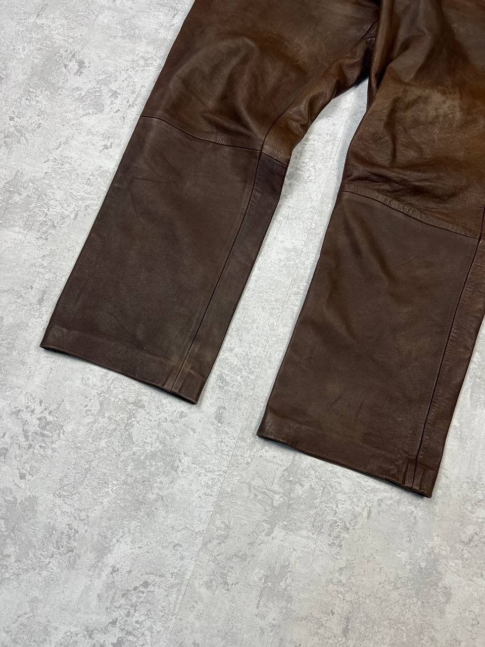 Genuine Leather Vintage Brown Leather Pants Y2K Size US 36 / EU 52 - 4 Thumbnail