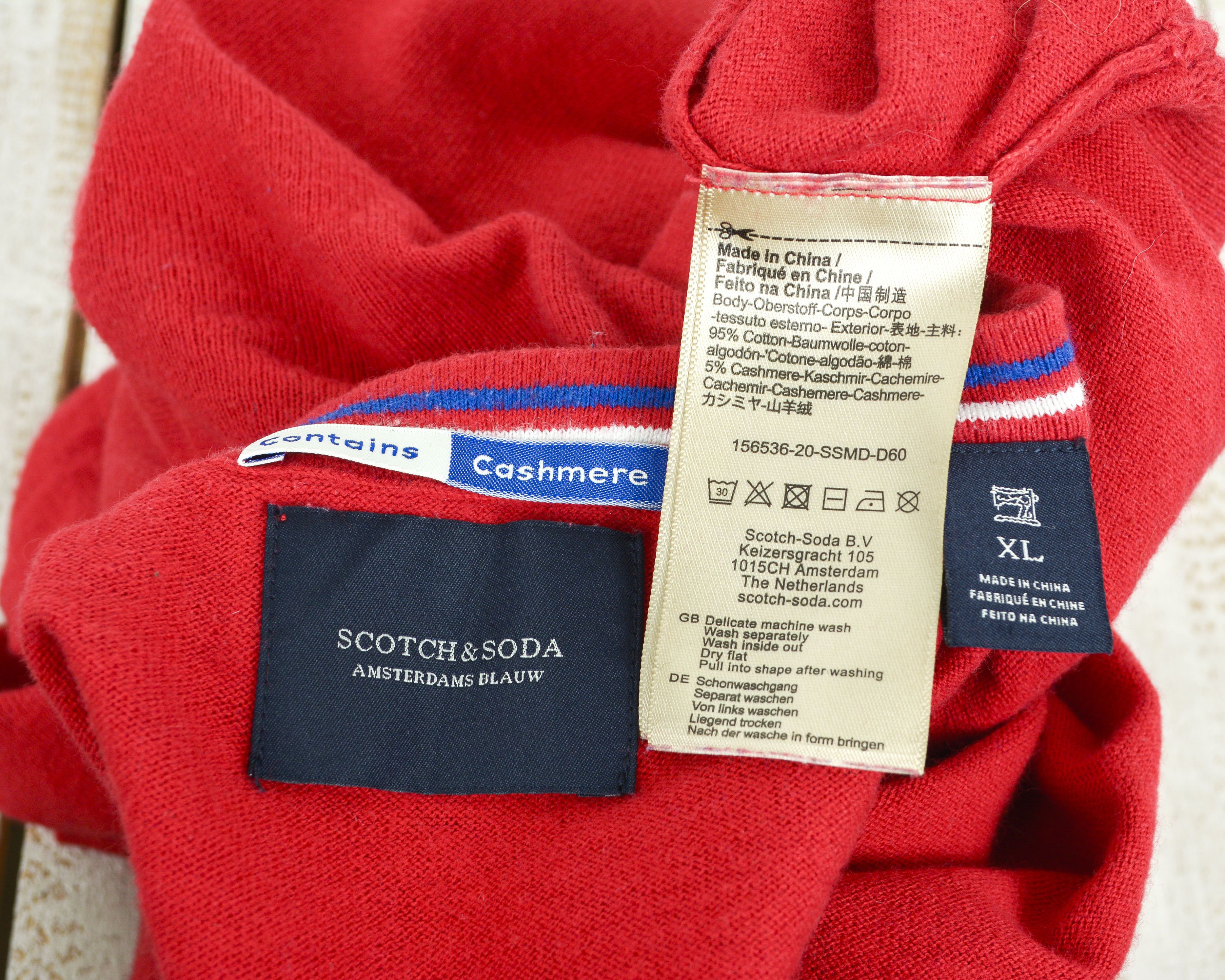 Scotch & Soda Pullover Jumper XL Sweater Crew Neck Red Cashmere Casual Top Size US XL / EU 56 / 4 - 3 Thumbnail