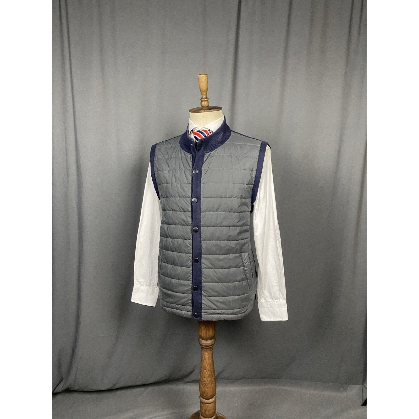 Barbour Barbour Men's Gray Blue Quilted Vest Gilet Size 2XL Size US XXL / EU 58 / 5 - 4 Thumbnail