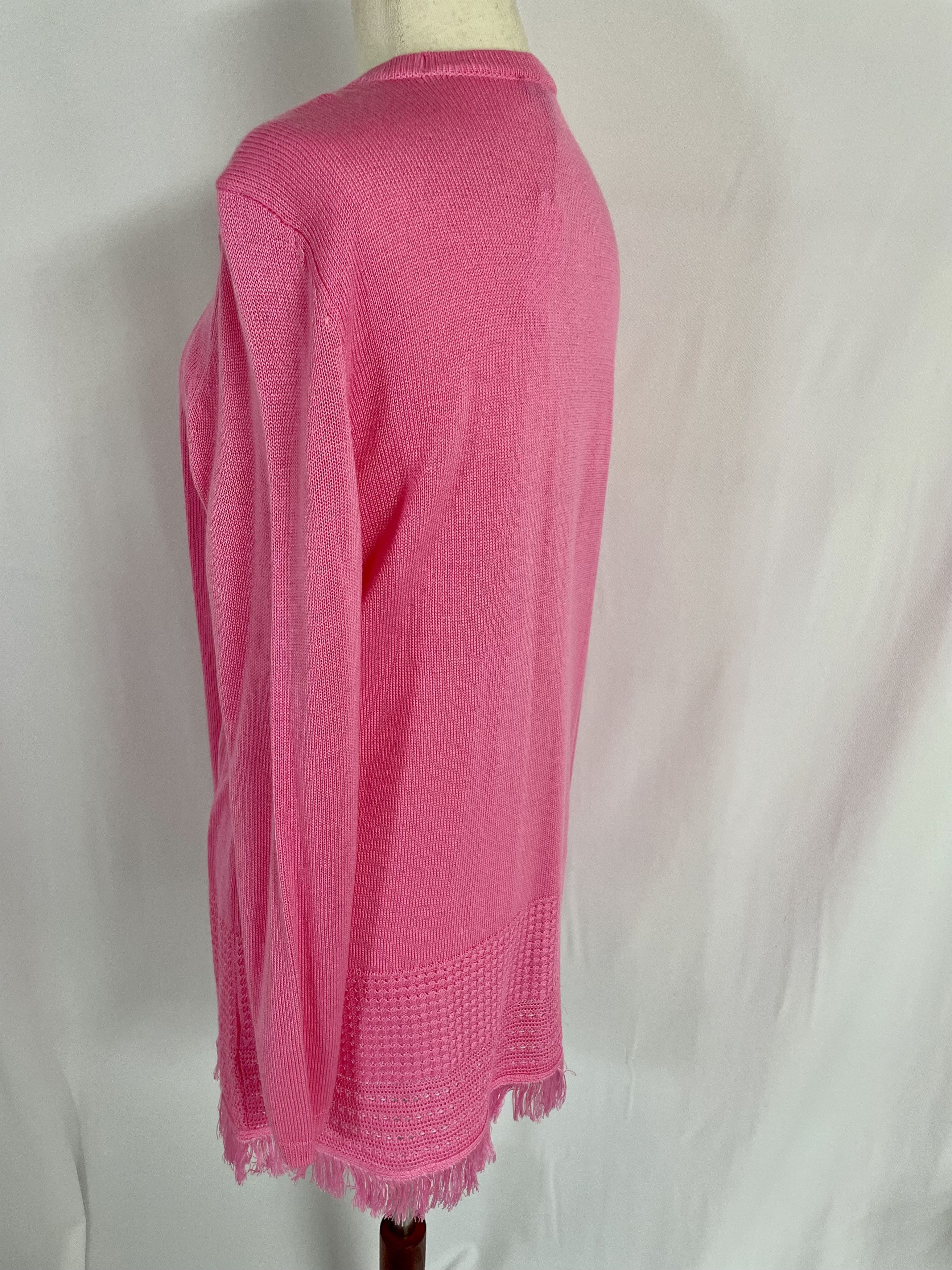 Talbots Talbots Noble Fringe Open Cardigan Sweater Petite Large Pink Size L / US 10 / IT 46 - 3 Thumbnail