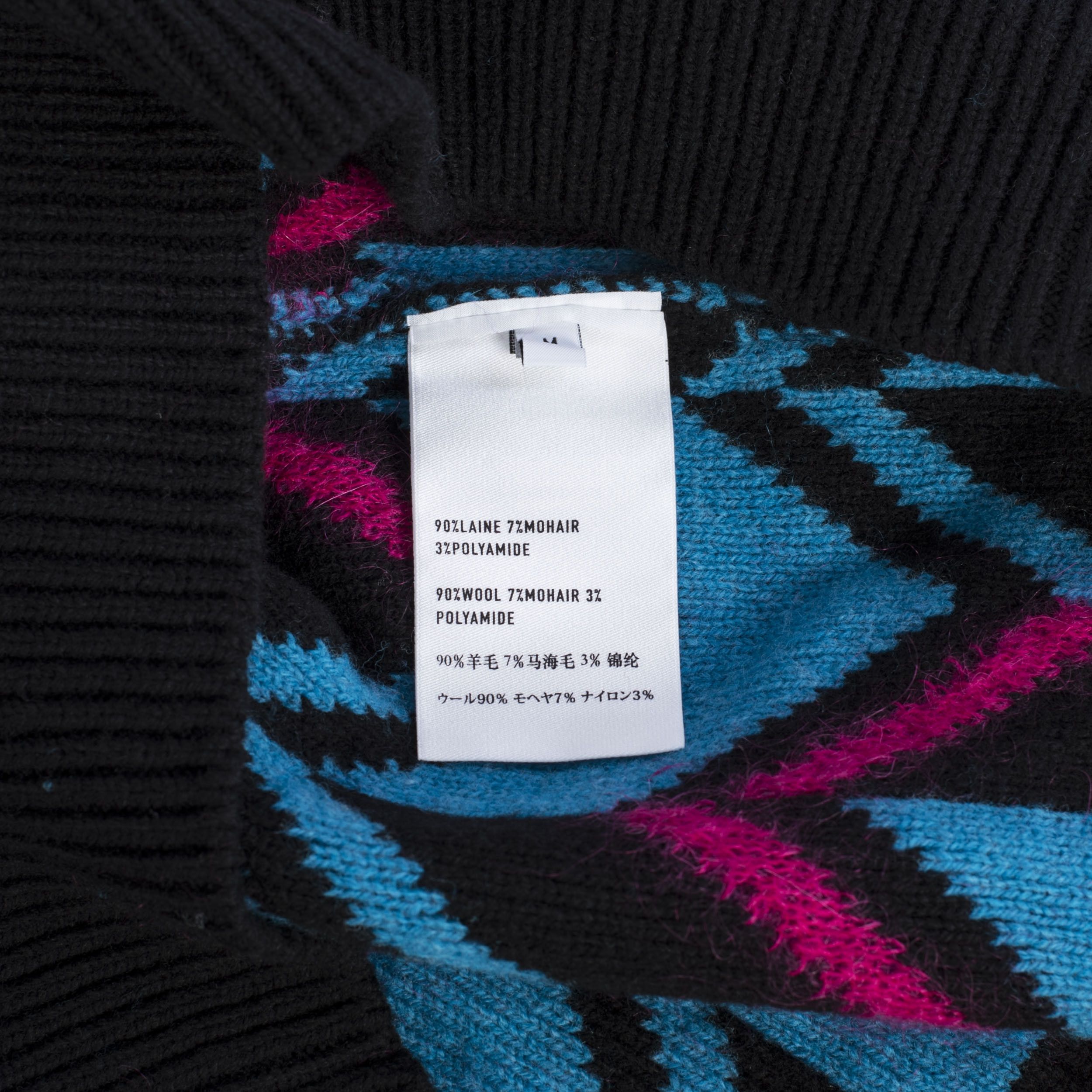 Herringbone Knit Sweater In Multi Color Wool & Mohair Blend