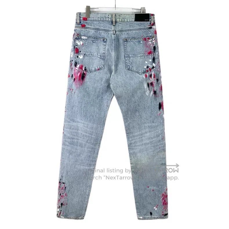 Amiri Amiri Light Blue Hole Splatter Print Cotton Casual Denim L Size US 32 / EU 48 - 2 Thumbnail