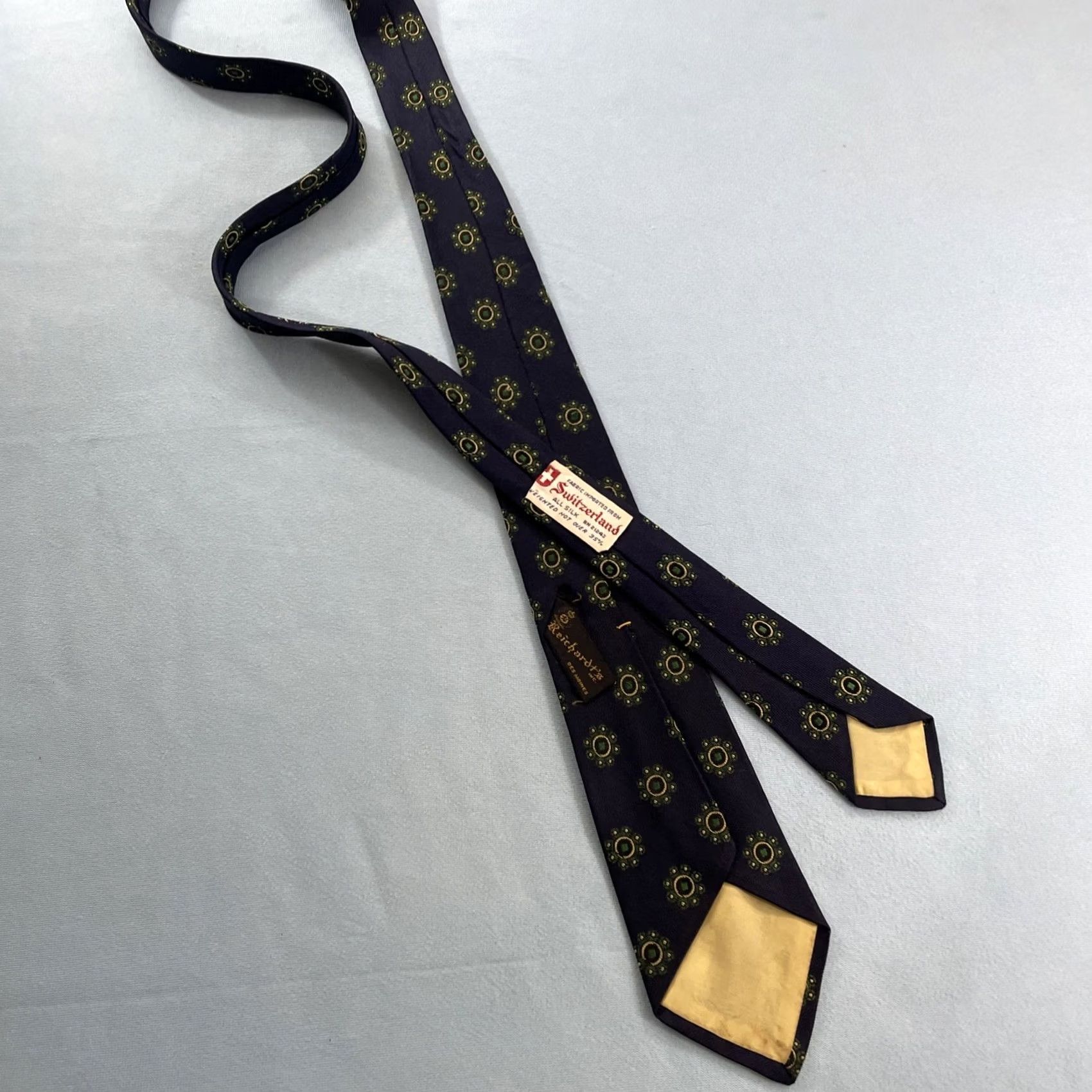 Vintage VINTAGE Reichardt's All Silk Tie Neat Woven Geometry Foulard Blue 3x55 Necktie Capsule 1940s 1950s 1960s Men Size ONE SIZE - 4 Thumbnail