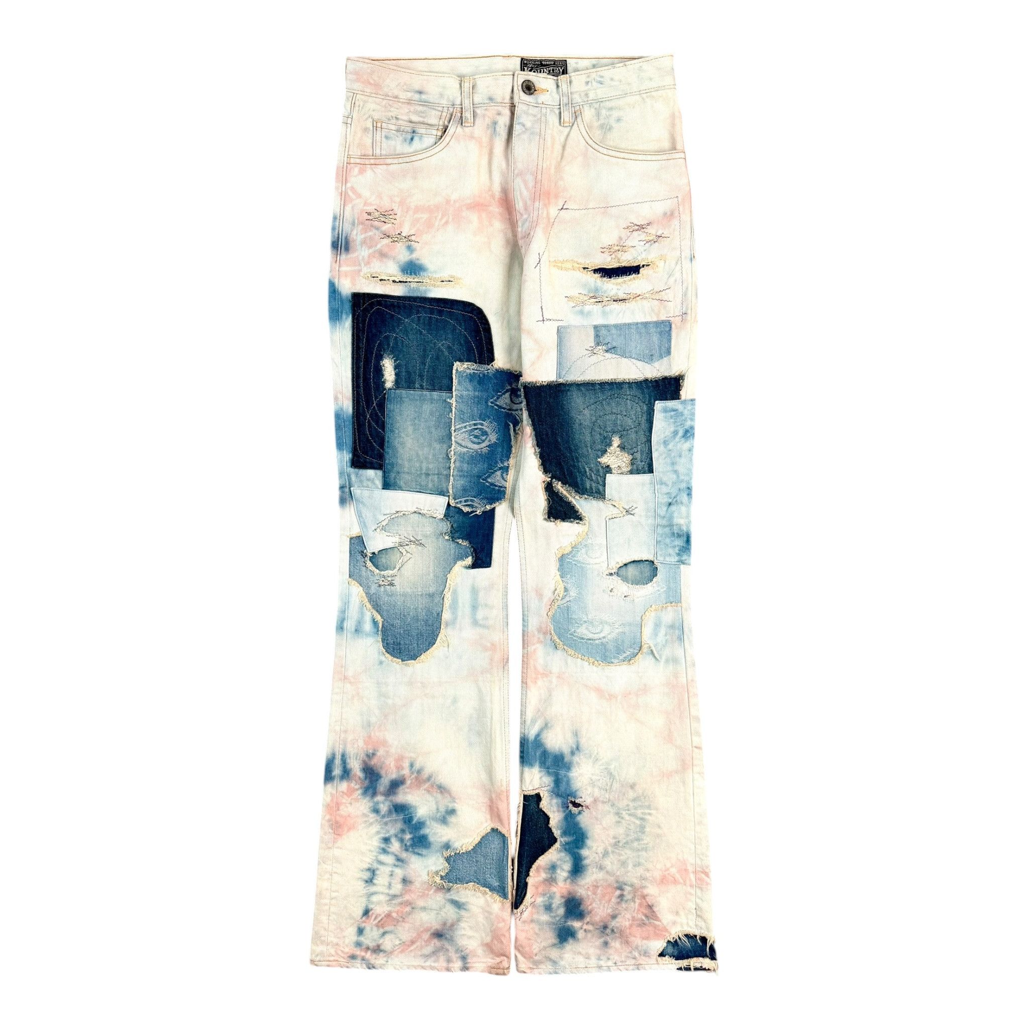Kapital Crazy Dixie Repair Flared Jeans Tie Dye Indigo Multi Size US 32 / EU 48 - 1 Thumbnail