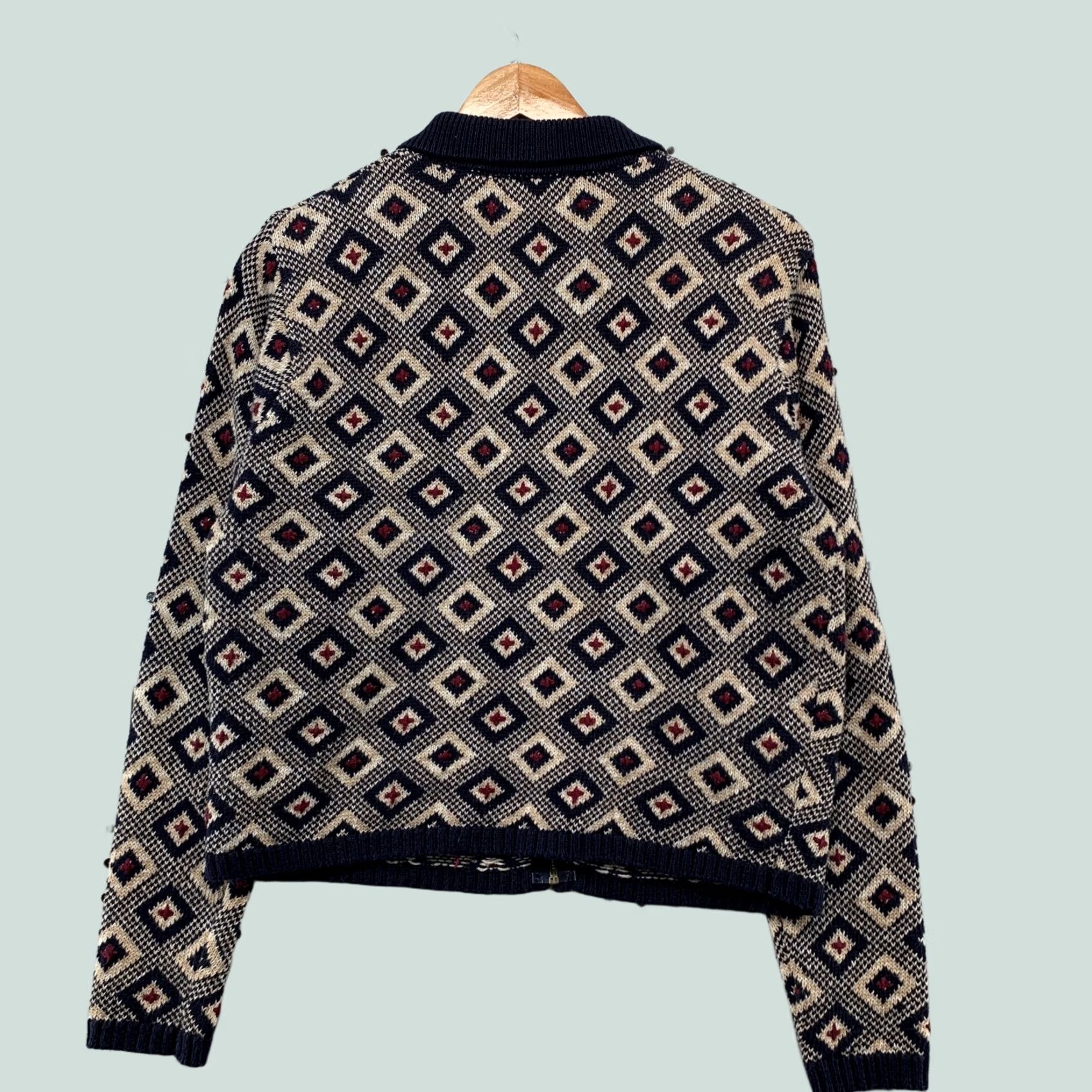 Vintage VINTAGE Paul Harris Design Cardigan Zip Sweater Womens M Geometric Diamond Size M / US 6-8 / IT 42-44 - 1 Thumbnail