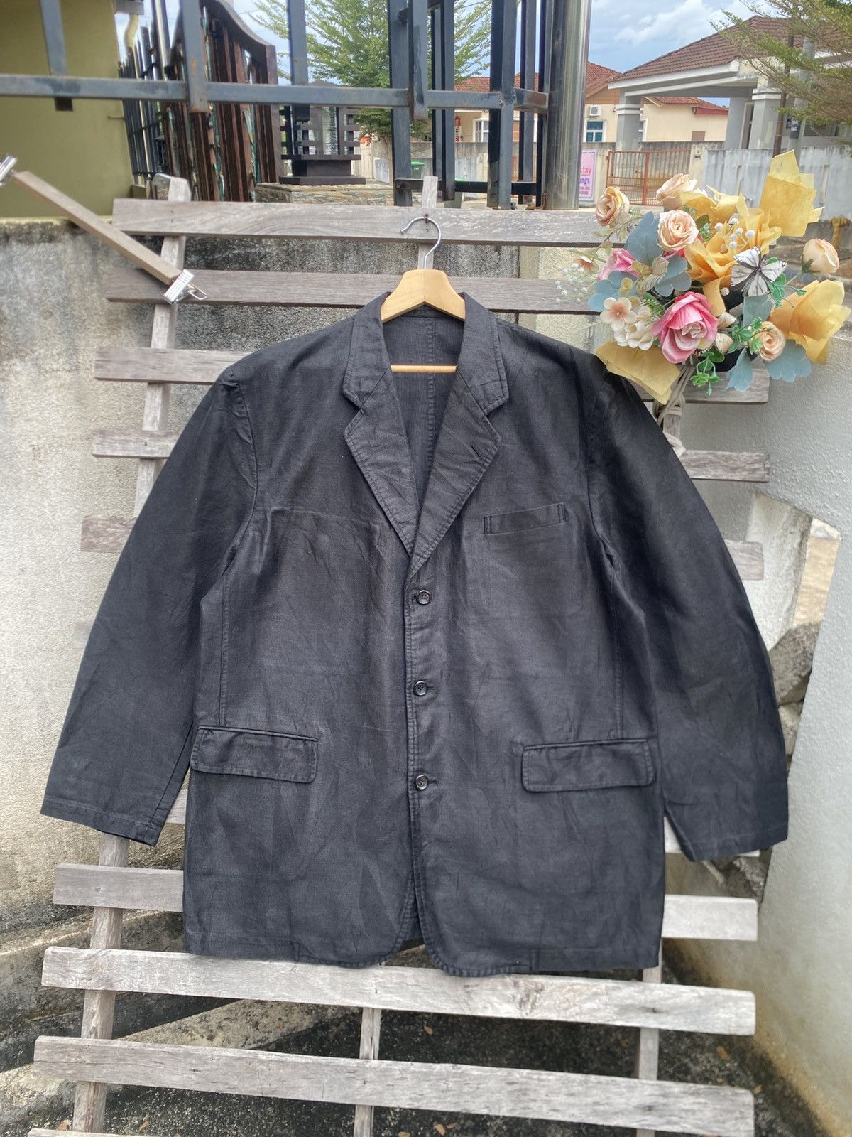 Comme des Garcons Vintage 1995 Comme des Garçons Waxed Boxy Jacket Size 50L - 1 Thumbnail