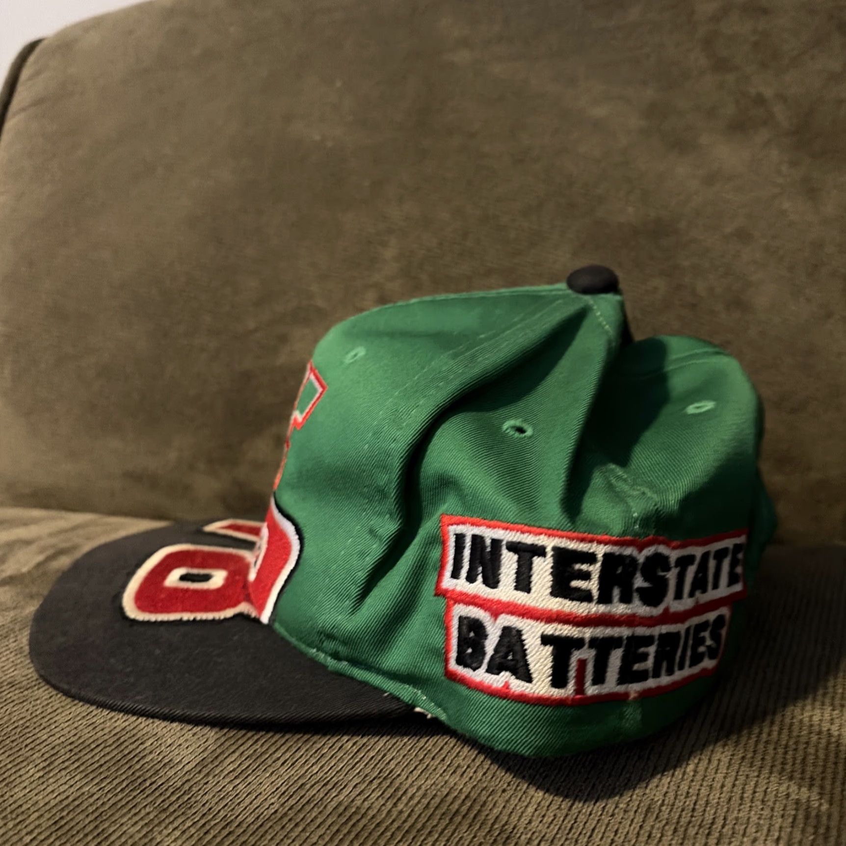 Chase Authentics VINTAGE Bobby Labonte Interstate Batteries Green SnapBack Hat NASCAR Racing Chase Authentics Men One Size Green Hats Mens Size ONE SIZE - 3 Thumbnail