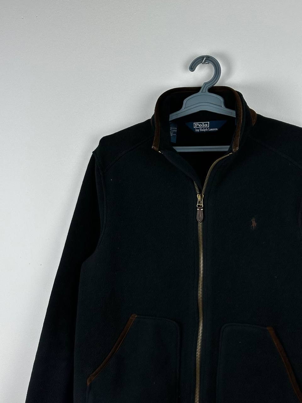 Polo Ralph Lauren × Vintage Vintage 90s Polo Fleece Full Zip Leather Trim Jacket Size US L / EU 52-54 / 3 - 3 Thumbnail