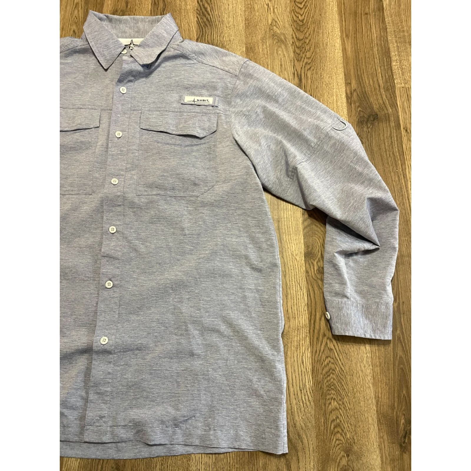 Habitat Habit Shirt Mens Button-Up Long Sleeve Blue Pockets Front Pockets Size M Casual Regular Size US M / EU 48-50 / 2 - 4 Thumbnail