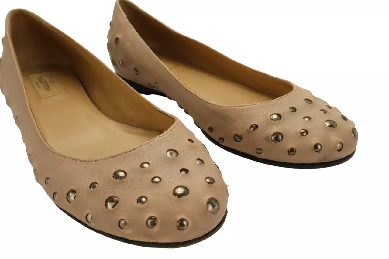 Valentino VALENTINO Shoes Women's EU 37 Leather Studs Ballerina Flat Size US 7 / IT 37 - 4 Thumbnail