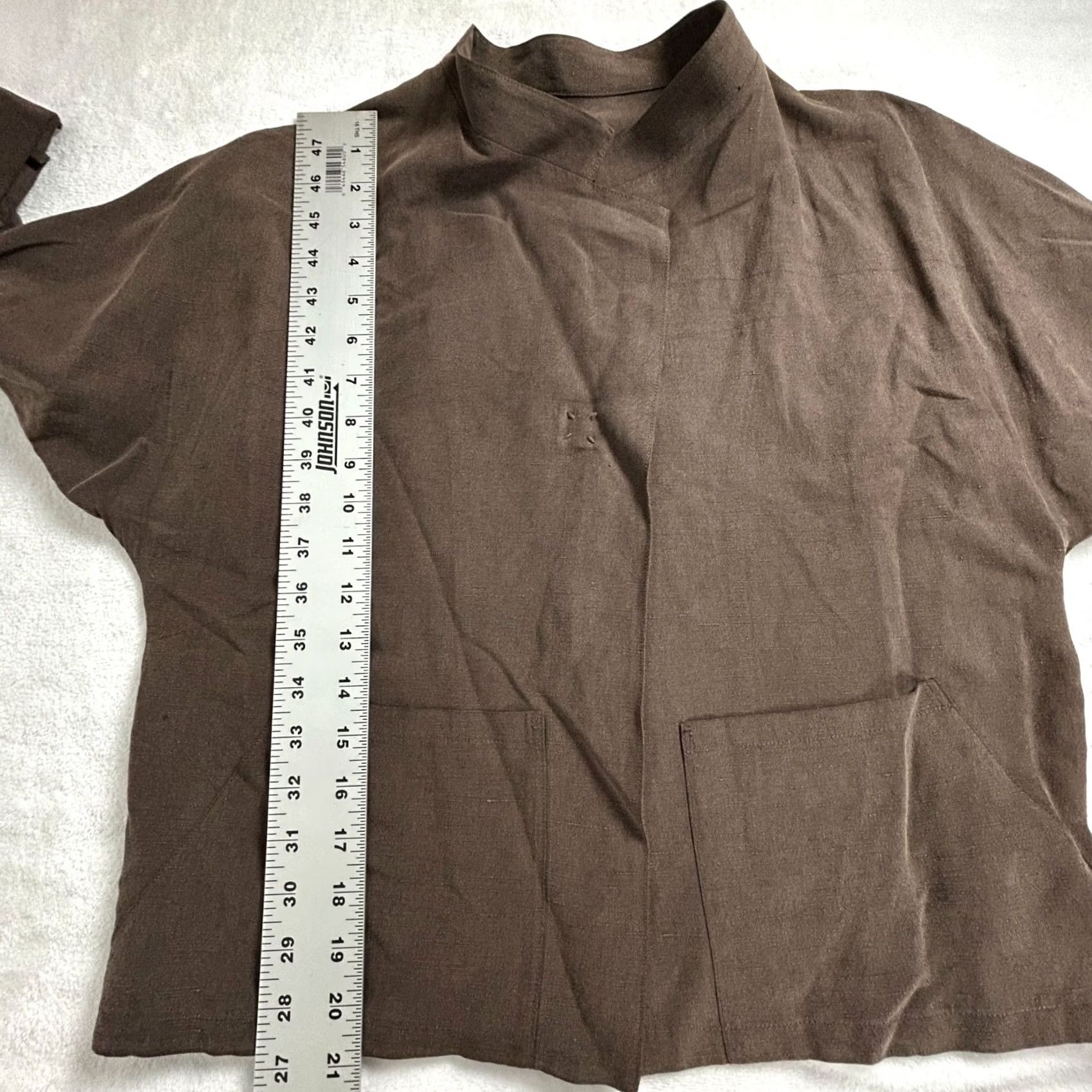 Vintage Babette Blazer Jacket Womens Brown Silk Linen Medium Pockets Lightweight USA Size M / US 6-8 / IT 42-44 - 7 Thumbnail