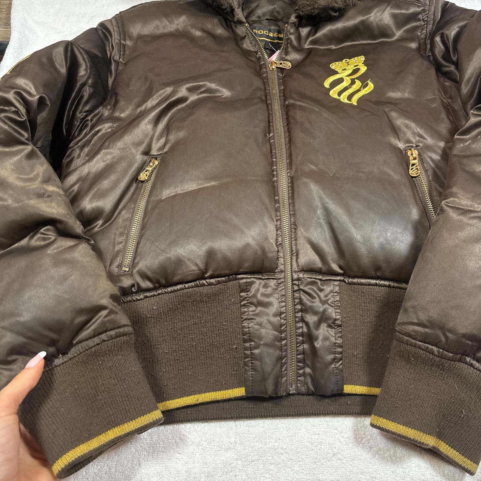 Rocawear y2k brown roca wear fur puffer jacket Size L / US 10 / IT 46 - 5 Thumbnail