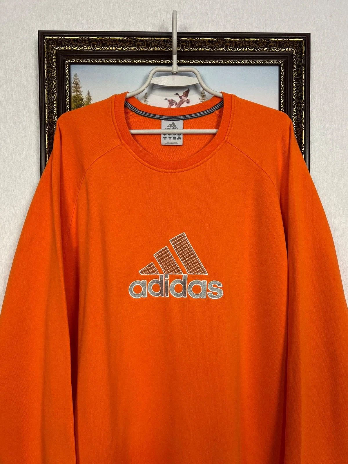 Adidas Vintage Adidas Orange Big Logo Sweatshirt Mens Crewneck Rare Size US XL / EU 56 / 4 - 2 Thumbnail