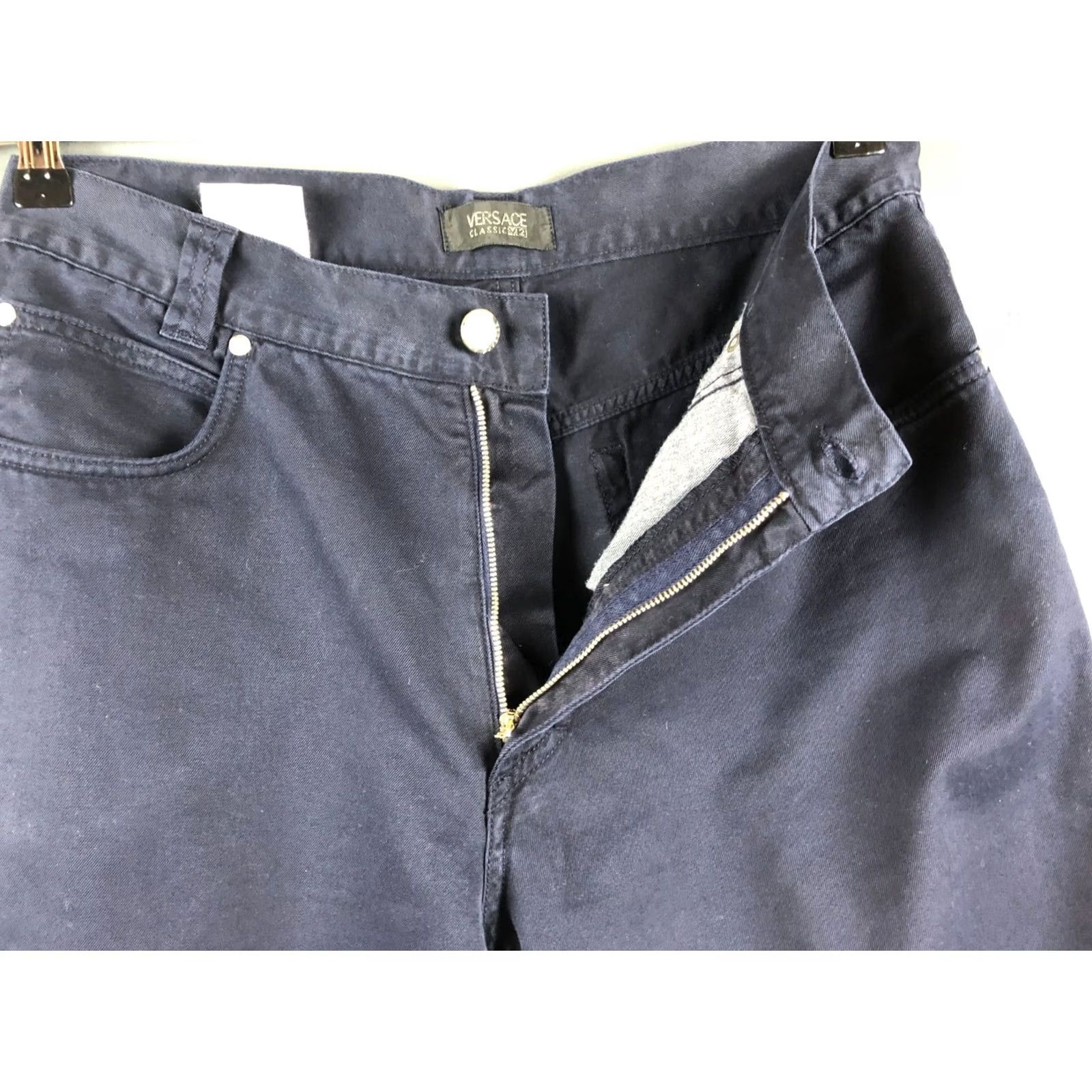 Versace Versace Jeans Cotton Dark Blue Men Jeans 33 Classic Straight 5-Pocket Denim Logo Blue 100% Cotton Jeans Size US 33 - 6 Thumbnail