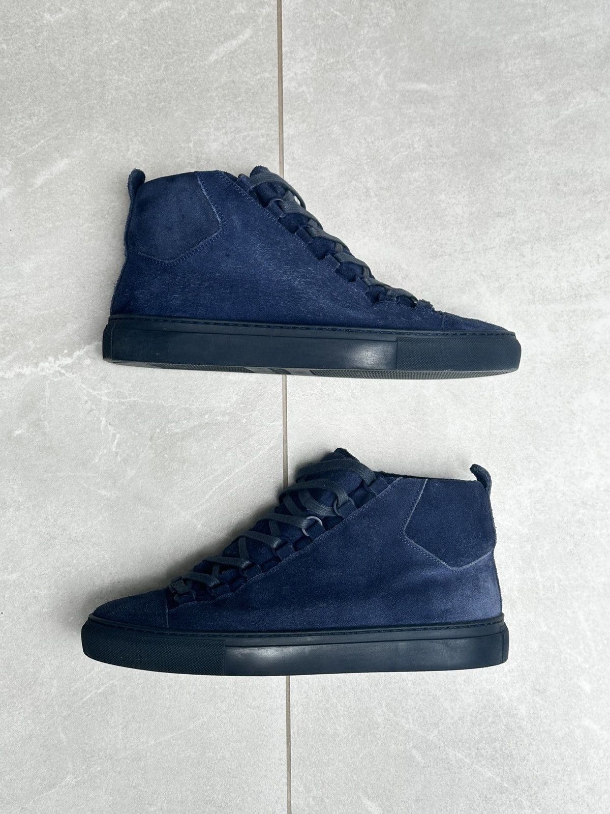 Balenciaga Balenciaga Arena High Dark Blue / Navy Suede Leather 40 EU Size US 8.5 / EU 41-42 - 3 Thumbnail