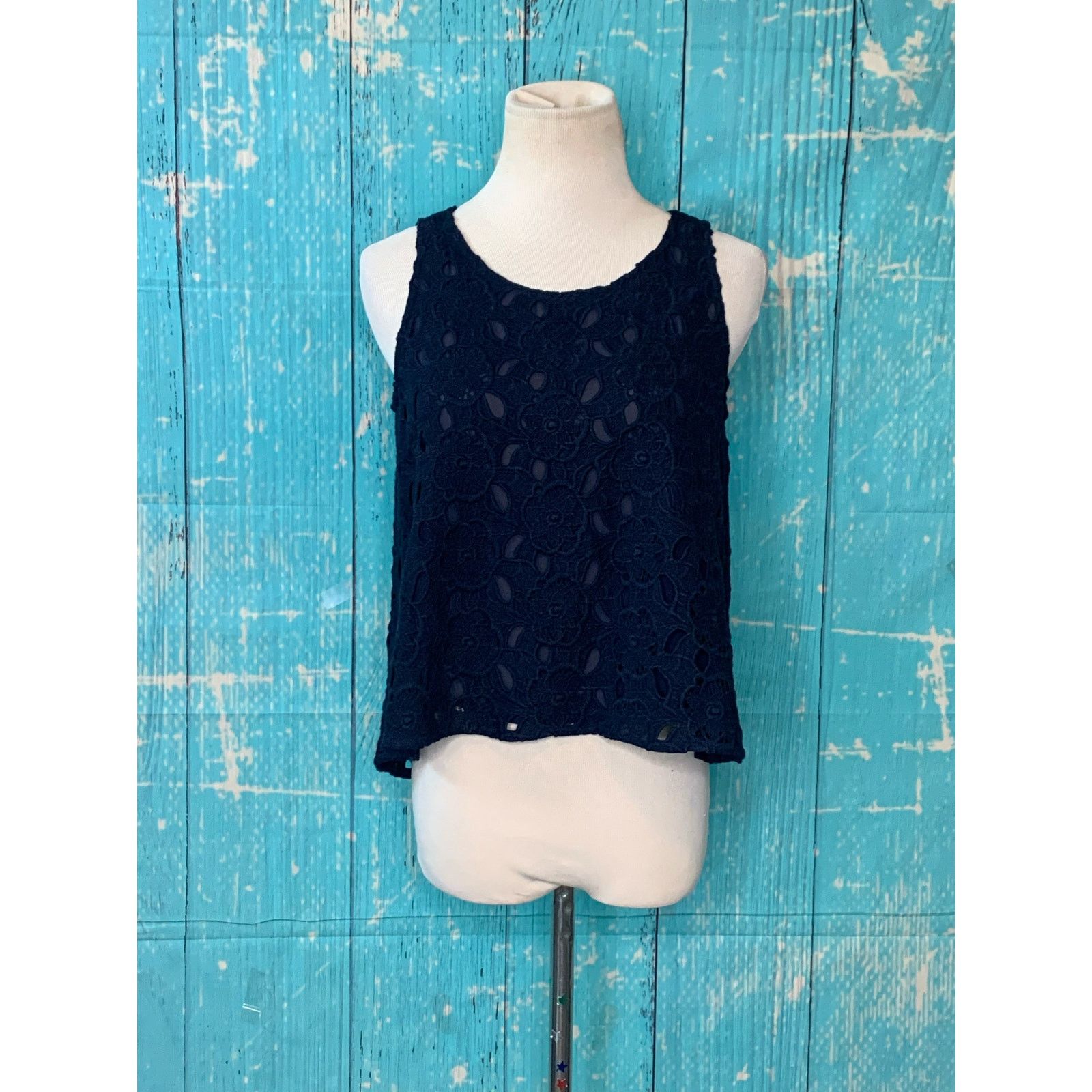 Ann Taylor Ann Taylor blue eyelet sleeveless lined blouse size XS Size XS / US 0-2 / IT 36-38 - 11 Thumbnail