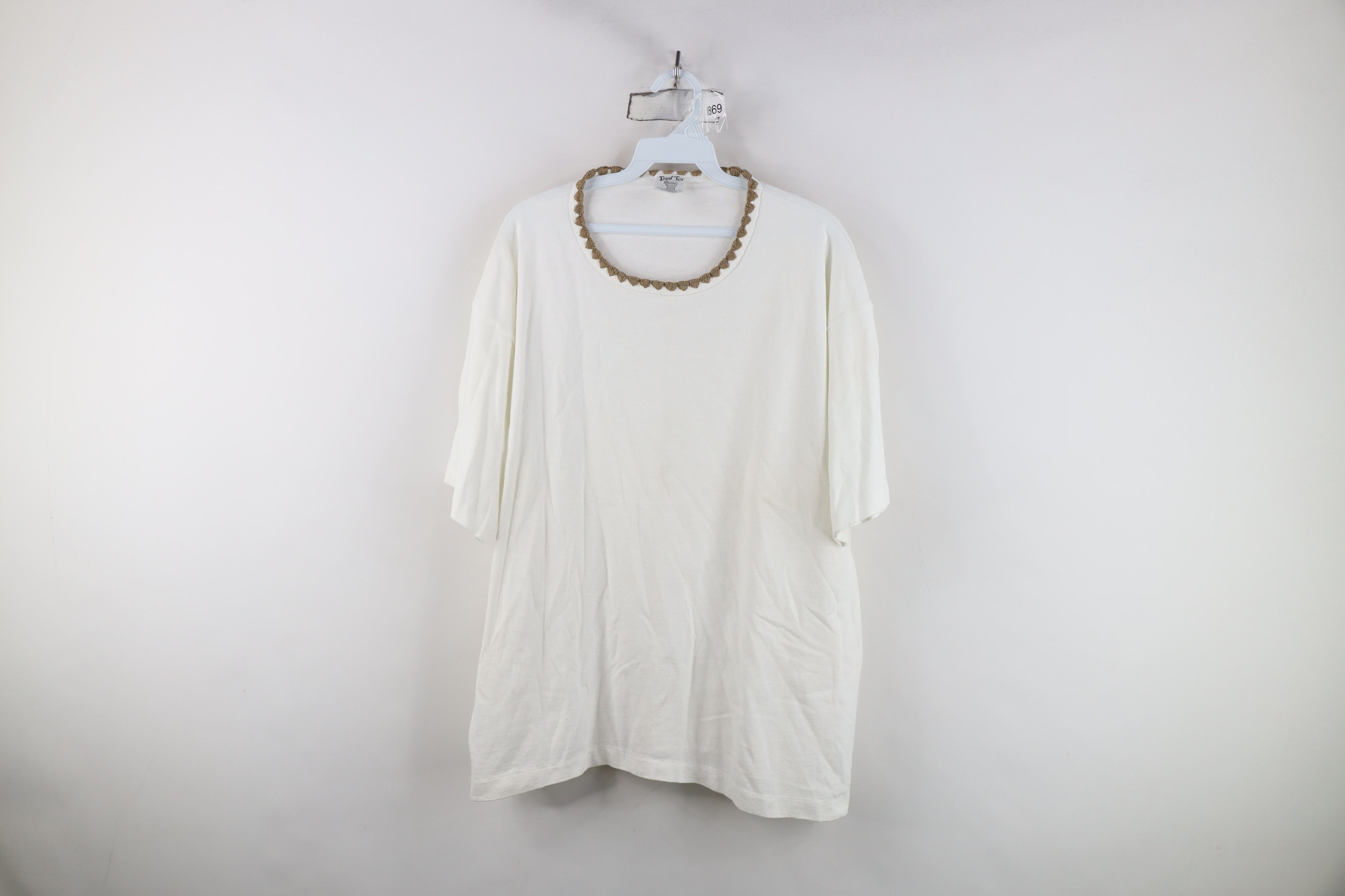 Vintage Vintage 90s Streetwear Scallop Collar Blank T-Shirt USA Size XXL / US 16-18 / IT 52-54 - 1 Thumbnail