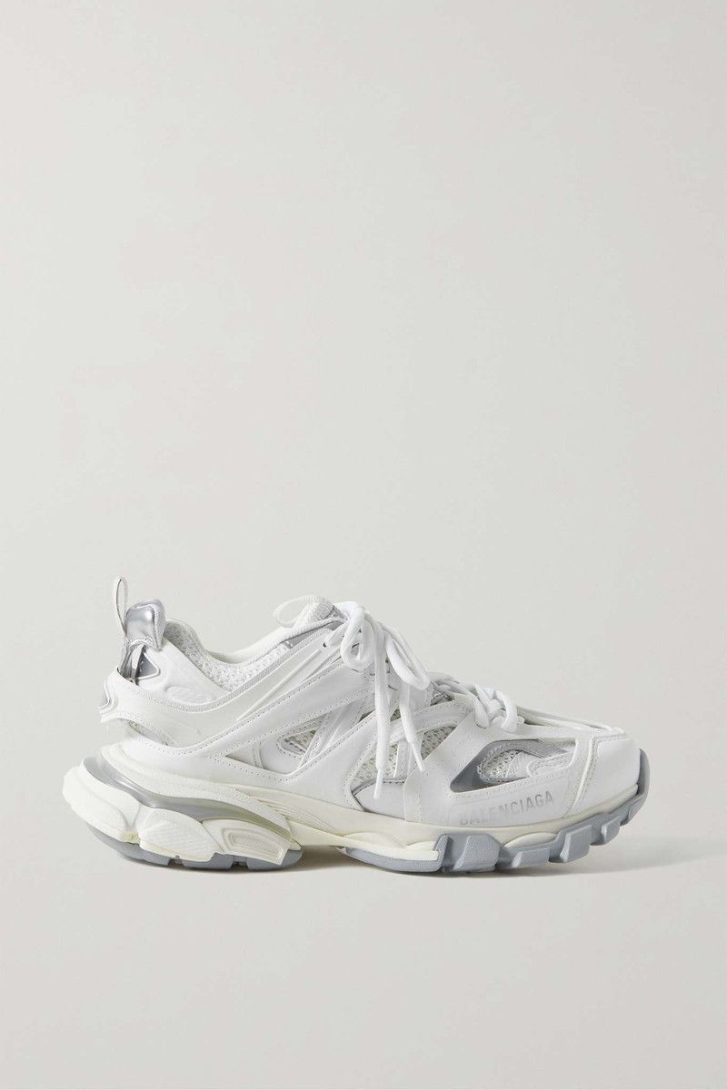 Balenciaga o1srvl11e0426 Track Metallic Sneakers in White/Silver Size US 8 / IT 38 - 1 Thumbnail