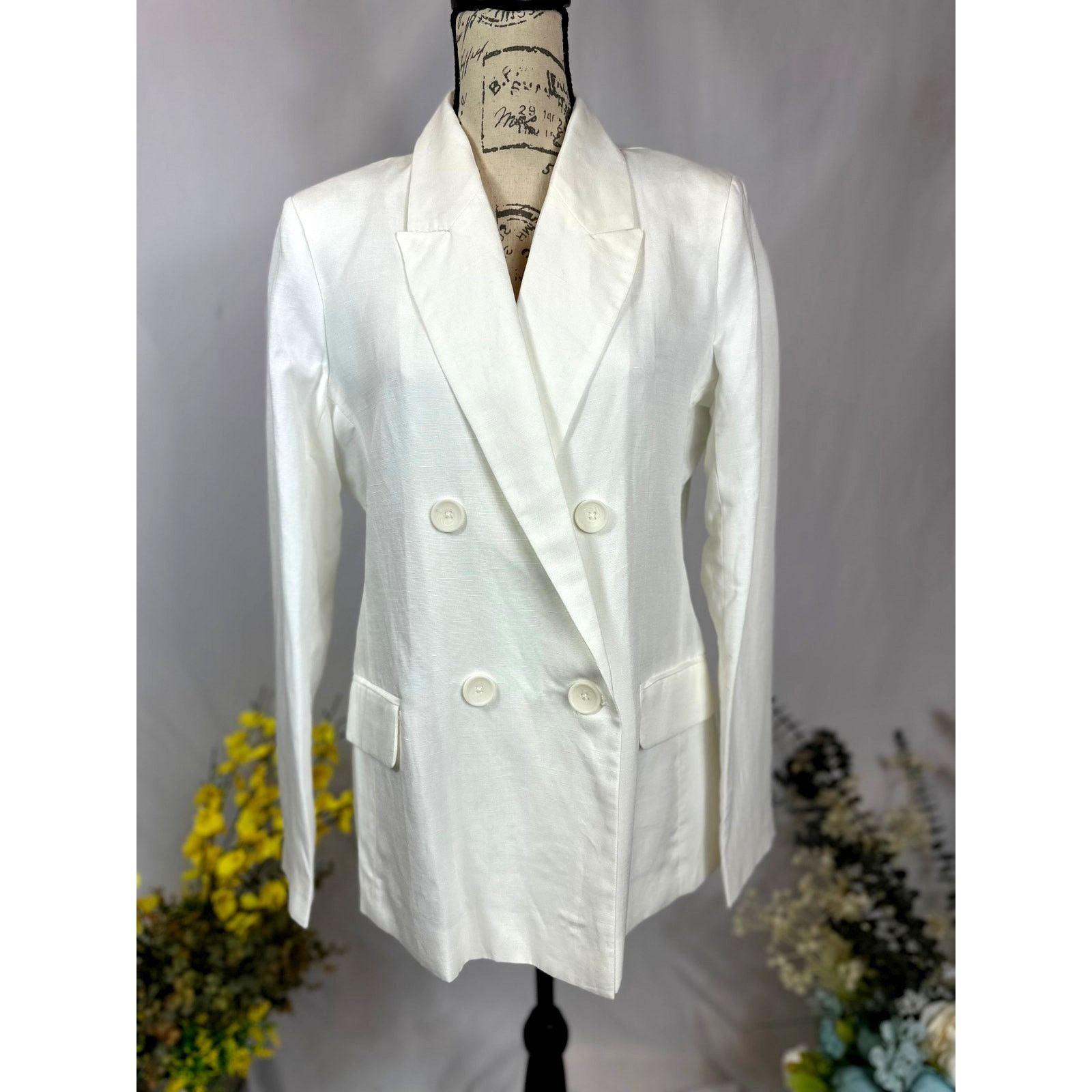 PIOMBO Piombo Womens Double Breasted Blazer White 10 Size L / US 10 / IT 46 - 8 Thumbnail