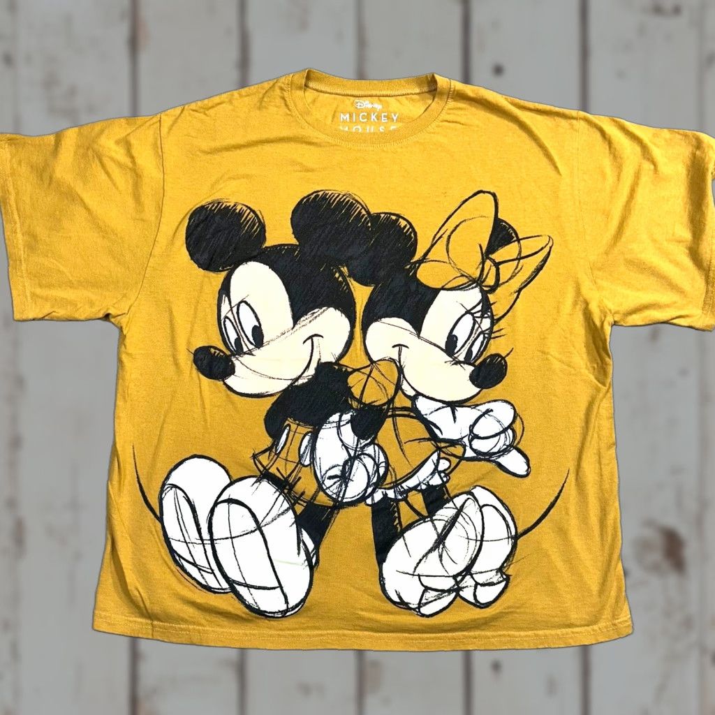 Disney VINTAGE Disney Cartoon Shirt Adult XL Mickey and Minnie Mouse Double-Sided Mustard Yellow Logo Breathable Easy Care Size US XL / EU 56 / 4 - 1 Thumbnail
