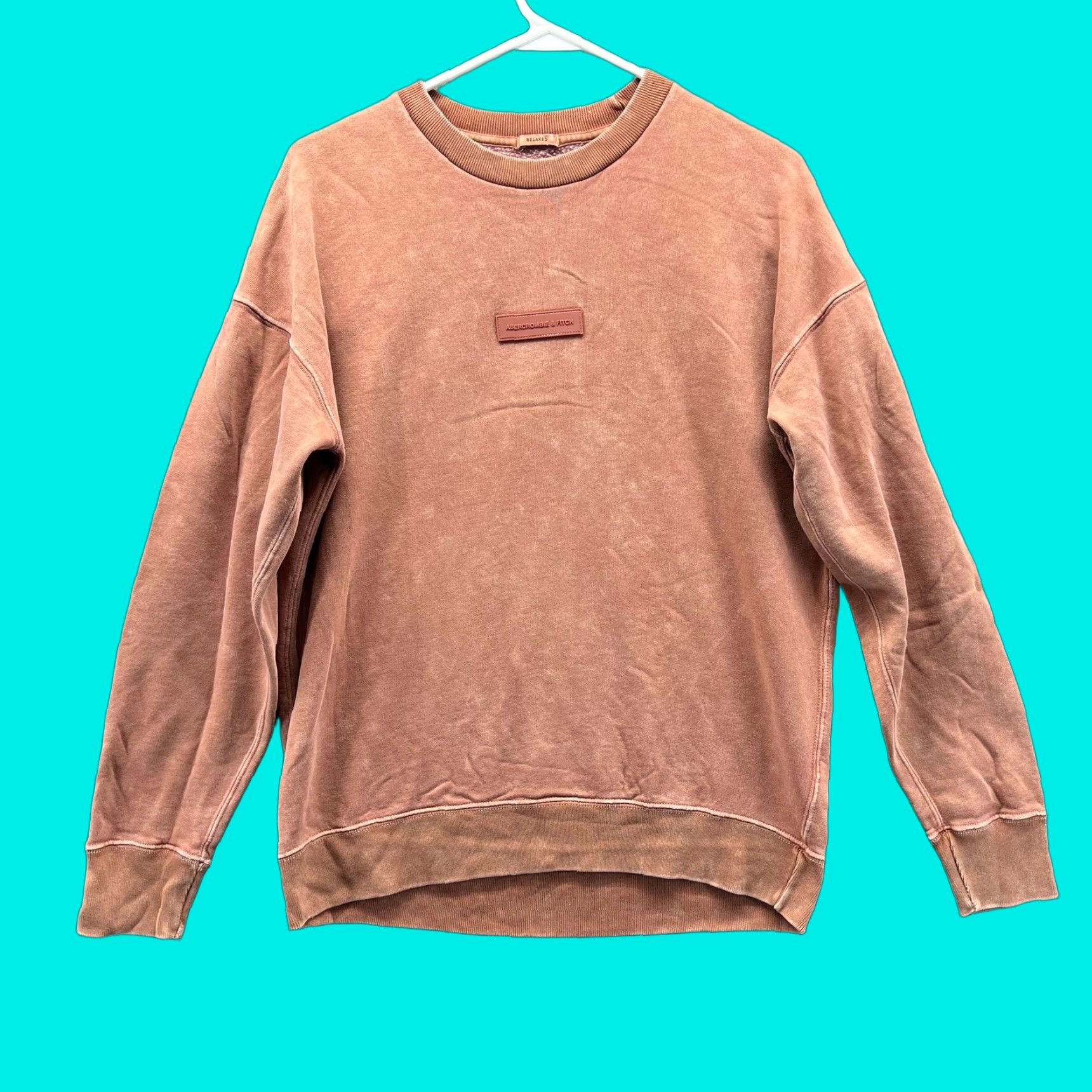 Abercrombie & Fitch Abercrombie & Fitch Sweatshirt Mens S Brown Relaxed Fleece Crewneck Pullover Knit Logo Patch Size US S / EU 44-46 / 1 - 1 Thumbnail