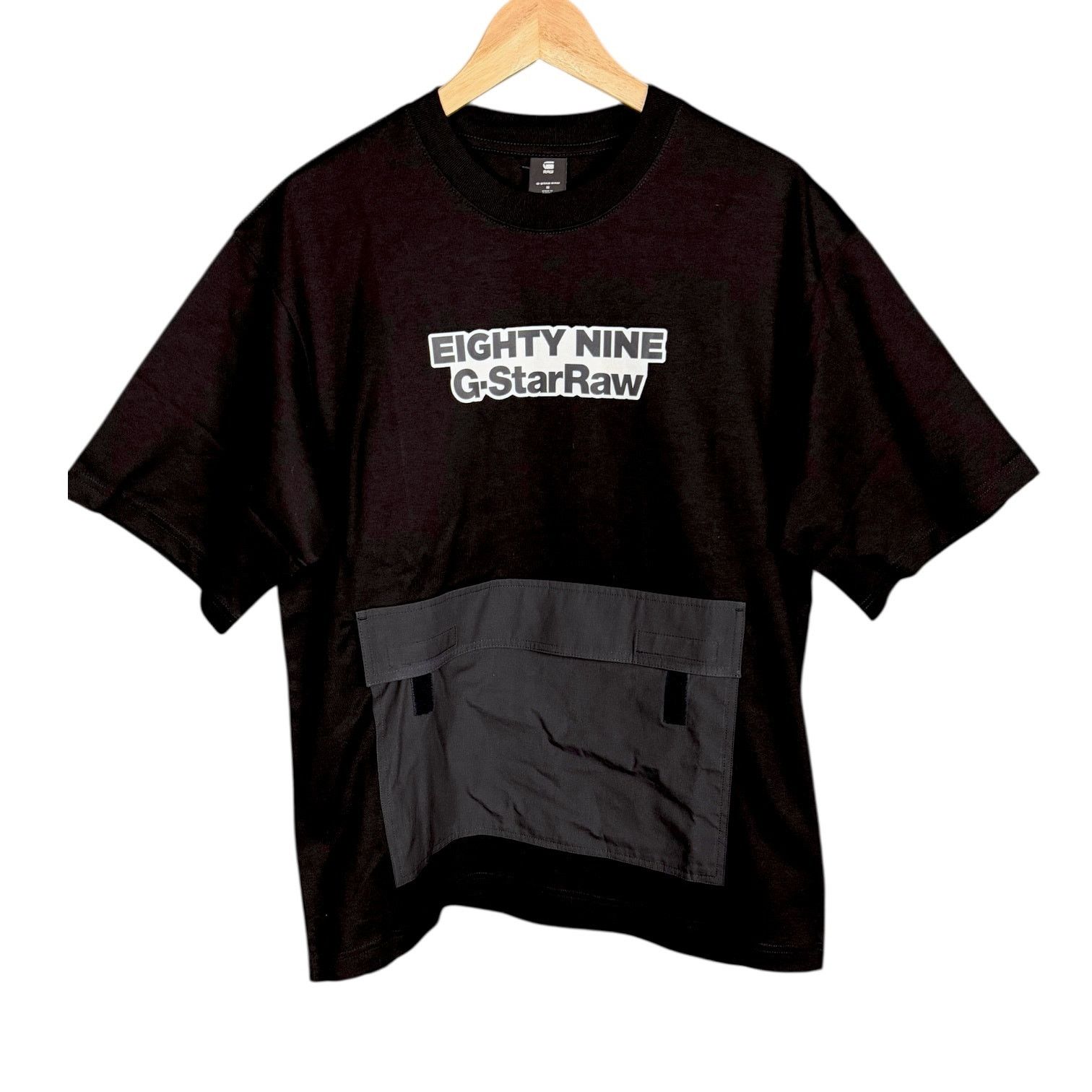 G-Star G-Star RAW Mens Black Fabric Mix Boxy T-shirt Oversize Fit Size US S / EU 44-46 / 1 - 2 Thumbnail