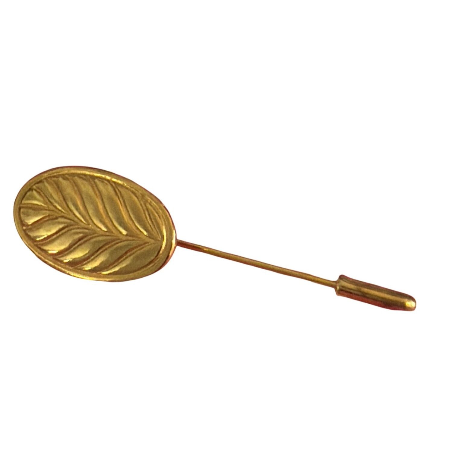 Other Vintage Gold Plated Stick Hat Pin Leaf Pattern Oval 2" Estat Size ONE SIZE - 1 Thumbnail