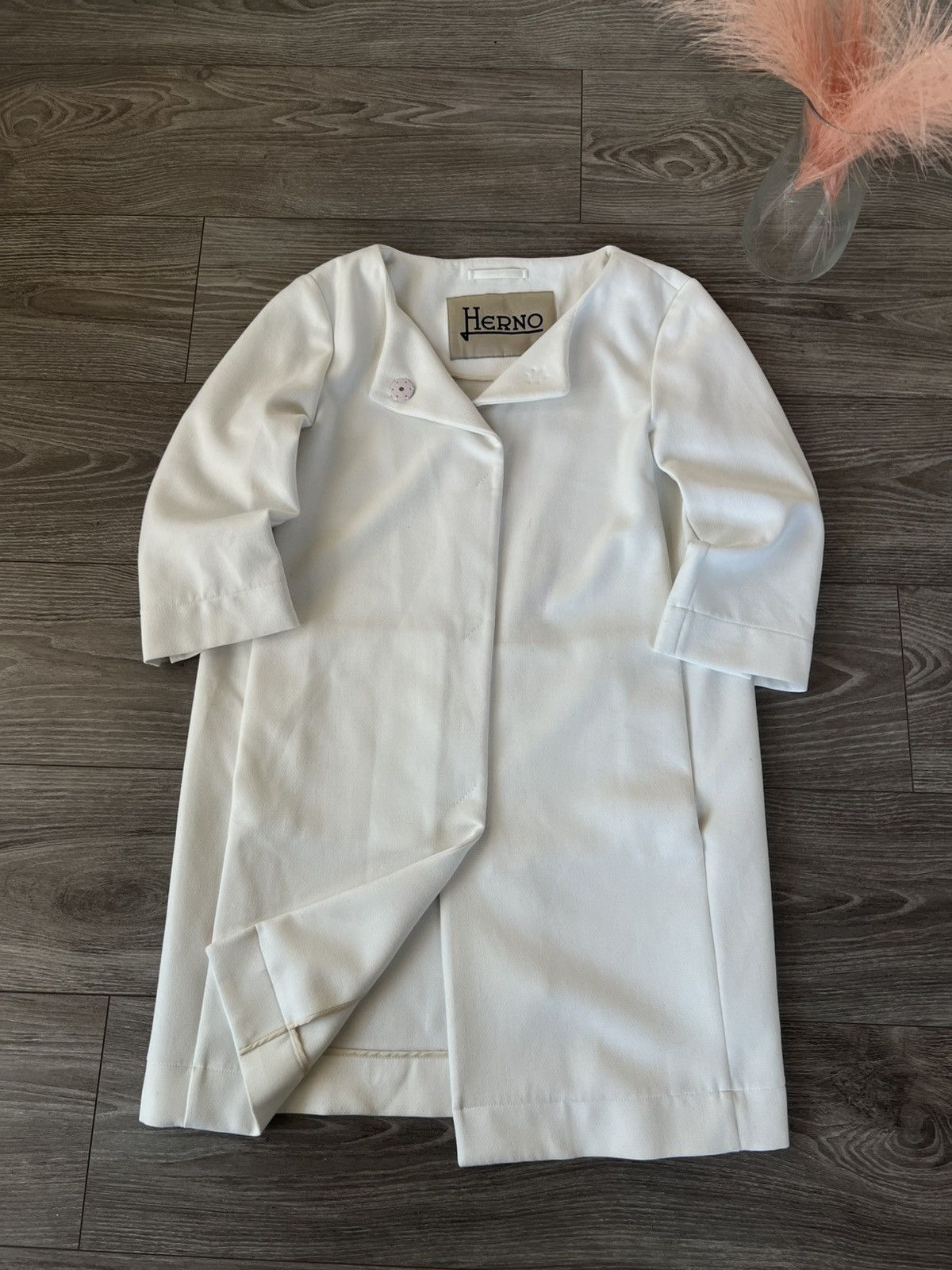 Herno × Vintage ‼️Vintage Herno Luxury White Button Coat Jacket‼️ Size M / US 6-8 / IT 42-44 - 4 Thumbnail