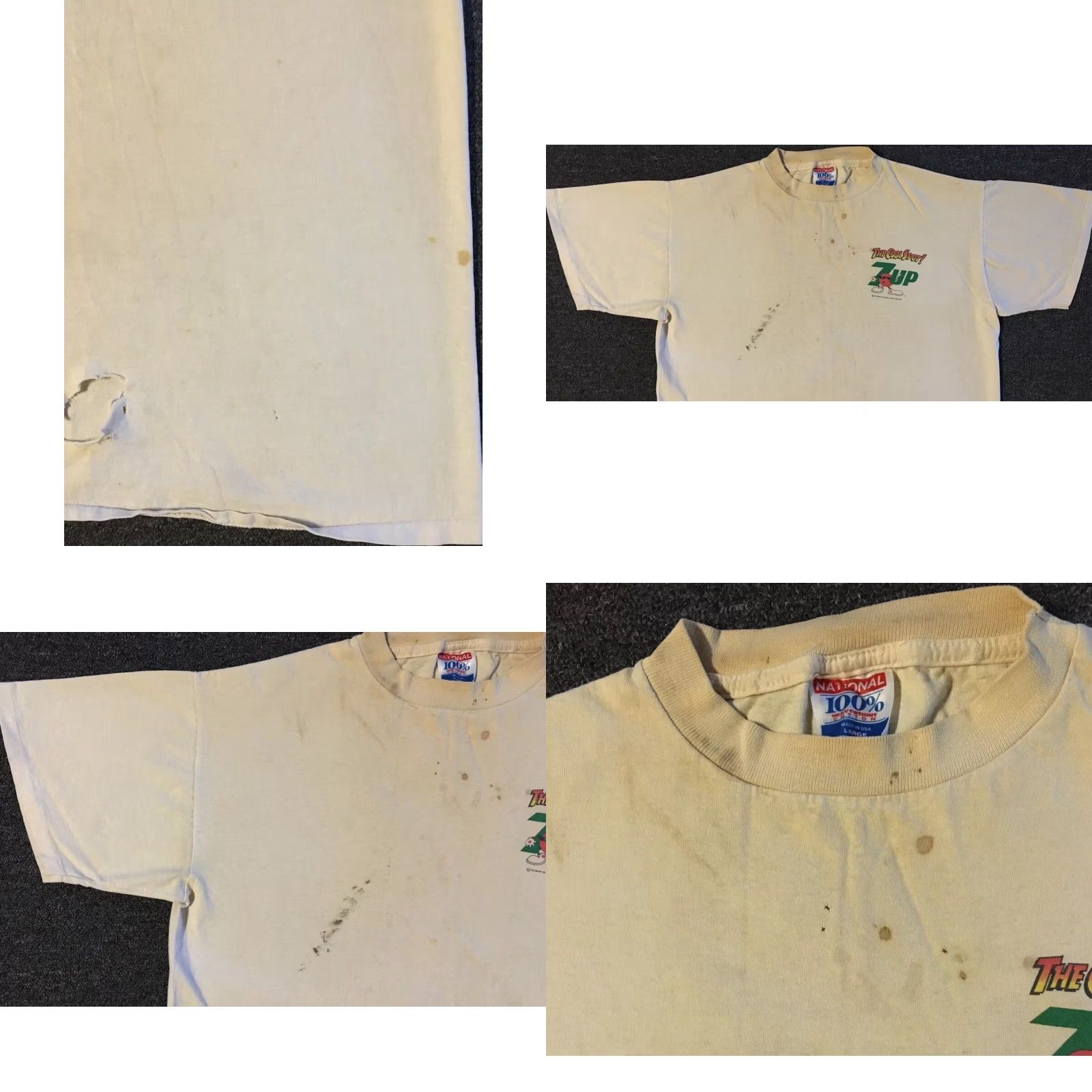 Thrasher VINTAGE 90s 7up Thrashed Faded Promo Shirt M White Crew Neck Short Sleeve Graphic Tee Men Distressed Coca Cola Surf Skate Grunge Funny 80s 90s USA Size US M / EU 48-50 / 2 - 8 Thumbnail