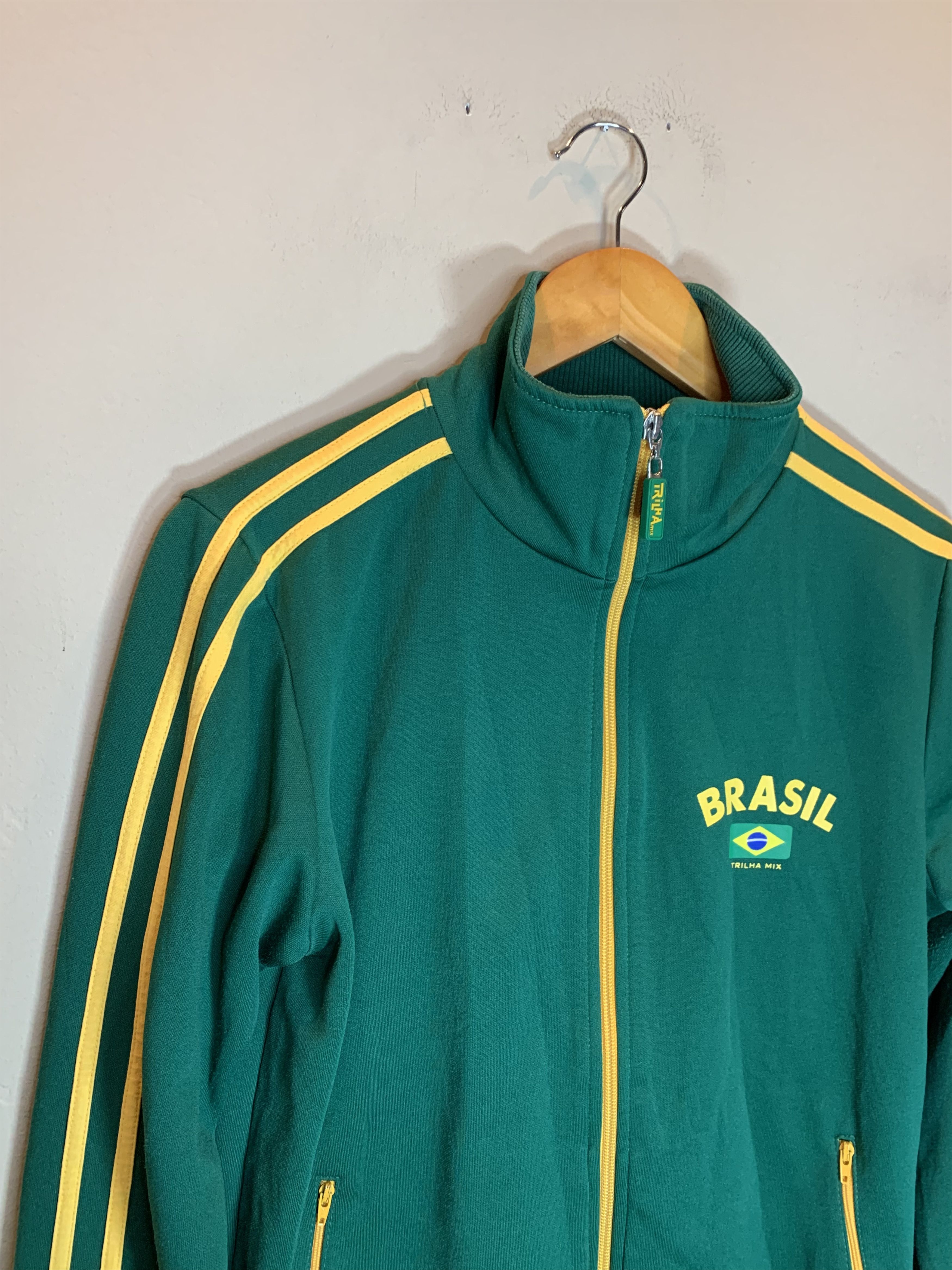 Vintage *RARE* Vintage Brasil Brazil Striped Zip Track Jacket Y2K Size US M / EU 48-50 / 2 - 3 Thumbnail