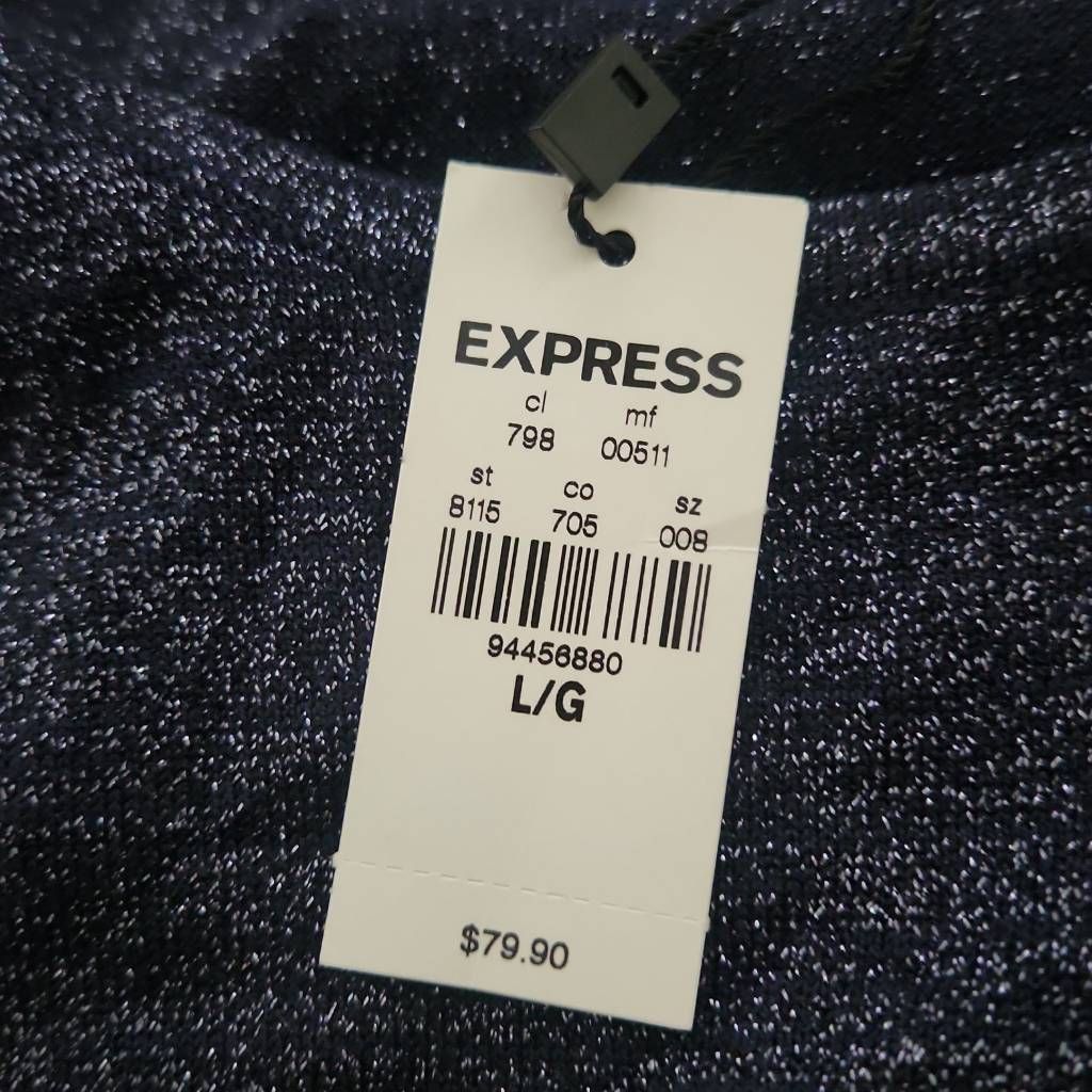 Express Express Women's Size Large Navy Sparkle Shoulder Cutout Mini Size L / US 10 / IT 46 - 3 Thumbnail
