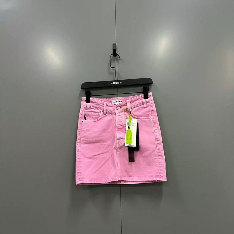 Balenciaga Balenciaga Pink Mini A-Line Denim Skirt Size 33" - 1 Thumbnail
