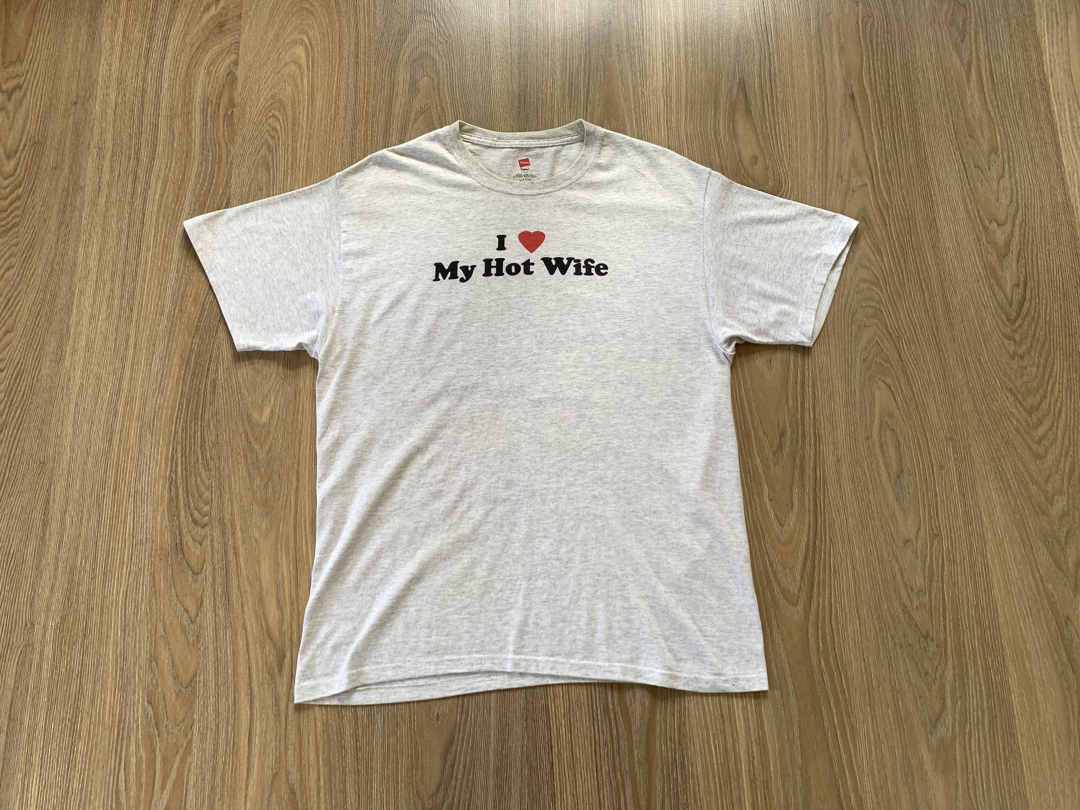 Hanes × Vintage Hanes Grey Printed I Love My Hot Wife T Shirt Size US L / EU 52-54 / 3 - 1 Thumbnail