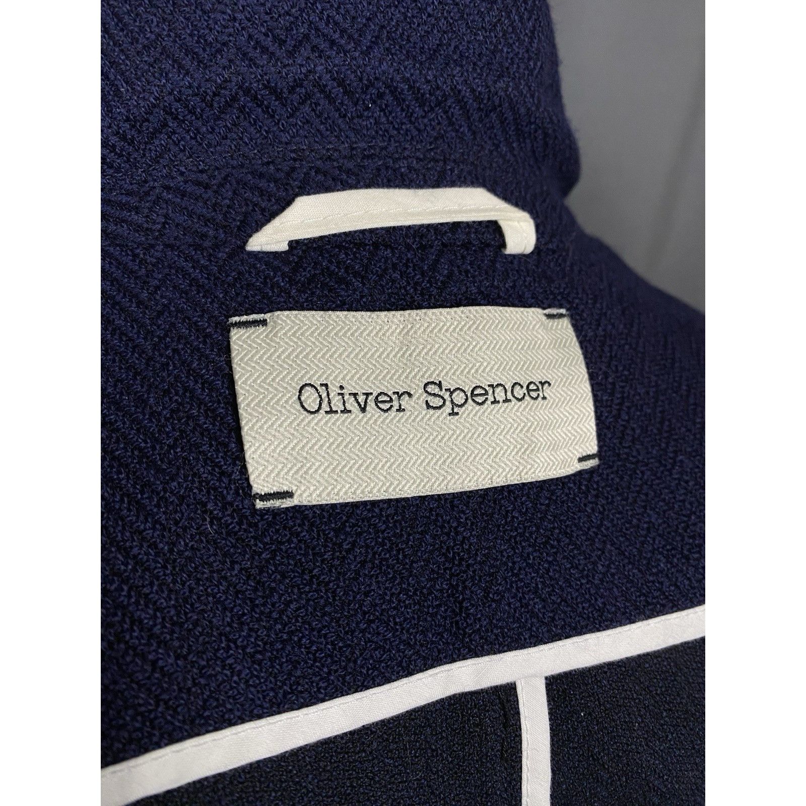 Oliver Spencer Oliver Spencer Herringbone Structured Blue Wool Blazer Sport Size 42R - 9 Thumbnail