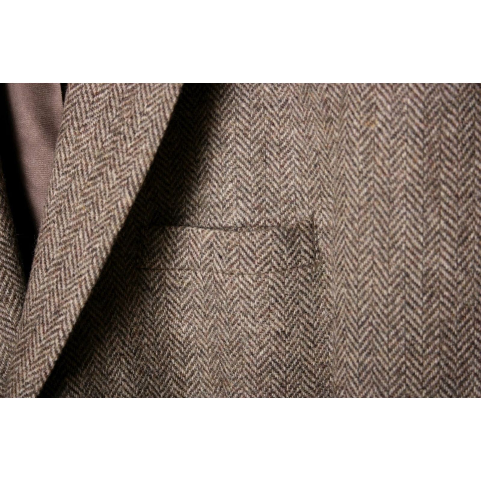 Stafford STAFFORD Brown Herringbone Tweed Wool Sport Coat w/Leather Elbow Patches Sz. 44R Size US S / EU 44-46 / 1 - 3 Thumbnail