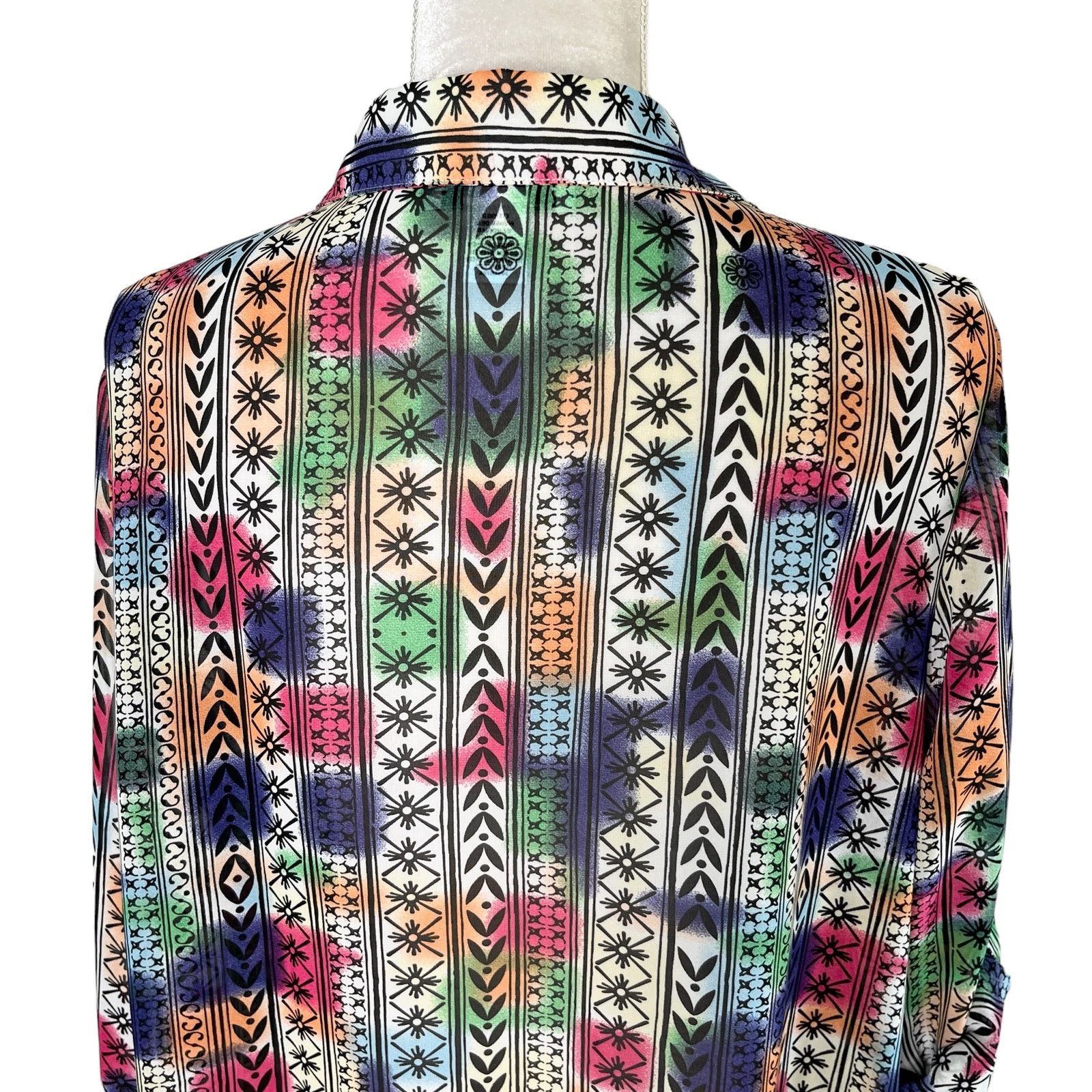Other Peck & Peck Retro Button Down Blouse XL Semi Sheer Rainbow Size XL / US 12-14 / IT 48-50 - 8 Thumbnail