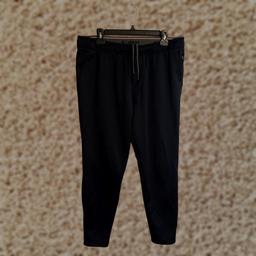 Vintage Fourlaps Pants Navy Blue Men's Large Tapered Track Pants Elastic Waist Size US 33 - 1 Thumbnail