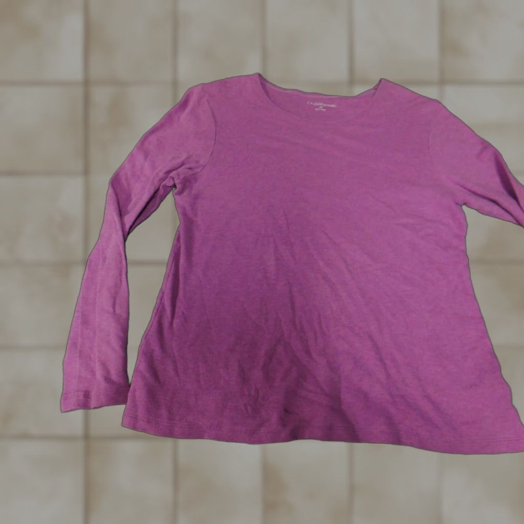 Croft & Barrow Croft & Barrow Womens Blouse M Purple Pullover Casual Crew Neck Long Sleeve Cotton Polyester Rayon Regular Breathable Classic Size M / US 6-8 / IT 42-44 - 1 Thumbnail