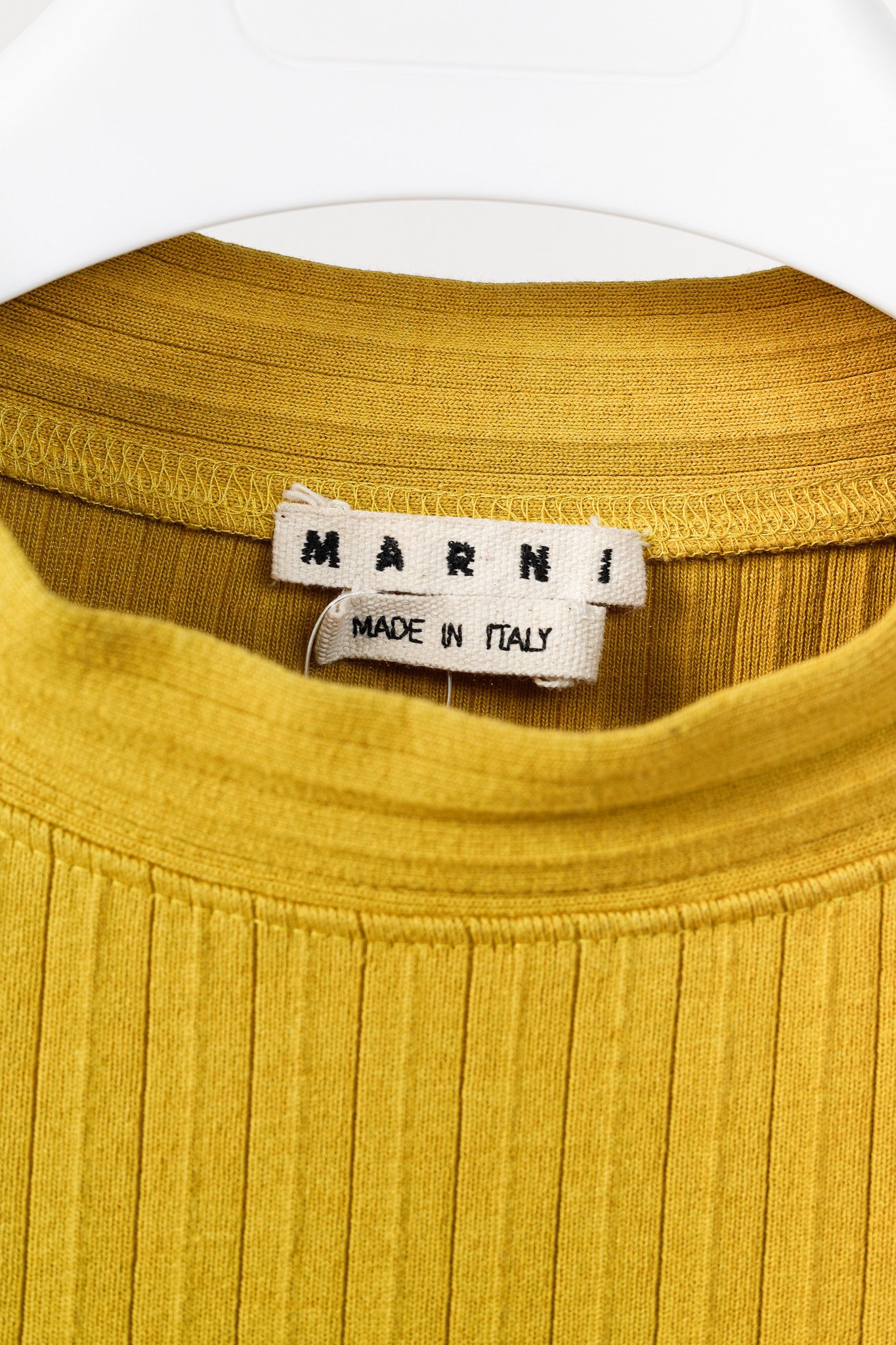 Marni Marni Chartreuse Cotton Ribbed-Knit Mock Neck Top Size US L / EU 52-54 / 3 - 4 Thumbnail