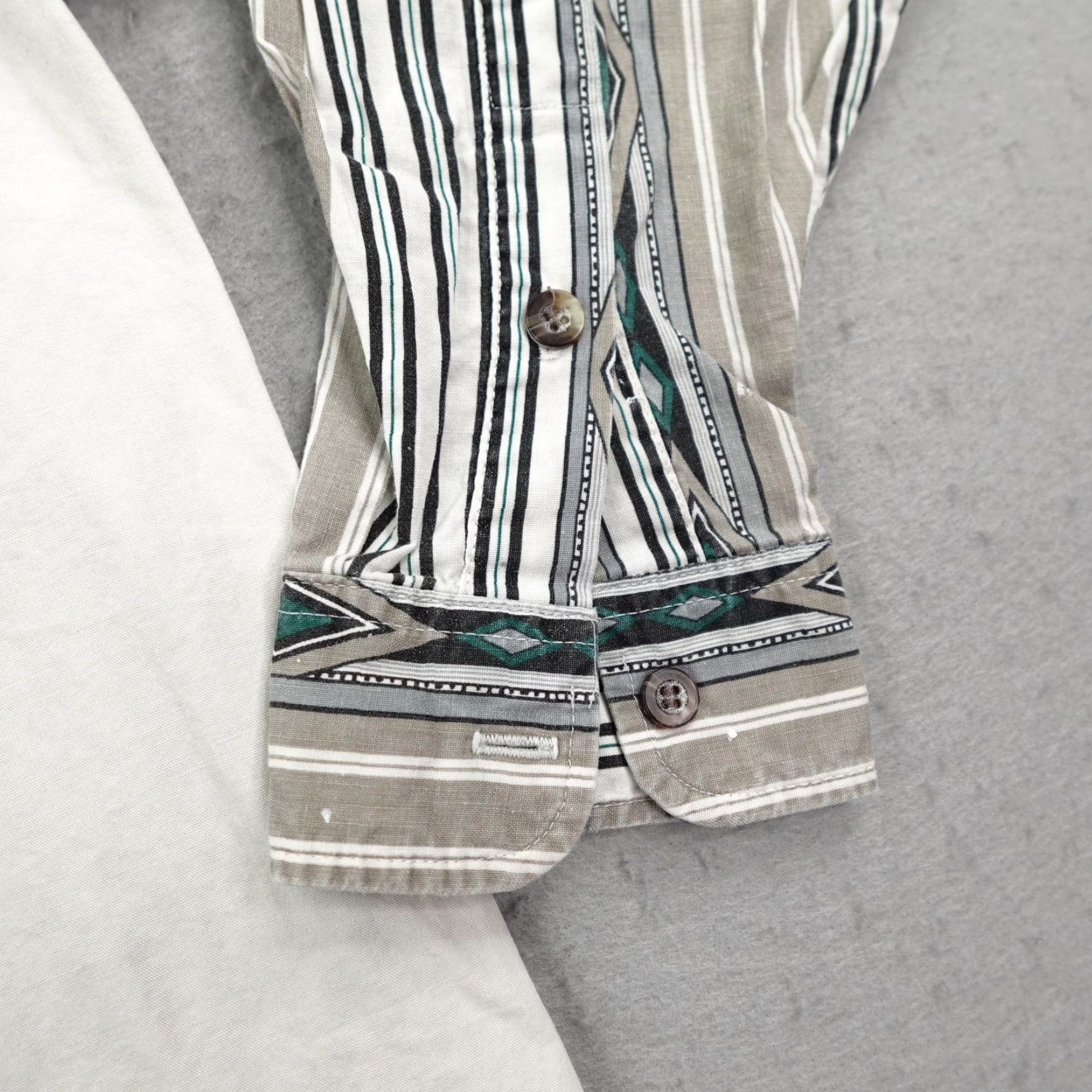 Vintage VINTAGE Panhandle Slim Shirt XL Gray Aztec Striped Button-Up Long Sleeve Western Mens Size US XL / EU 56 / 4 - 6 Thumbnail
