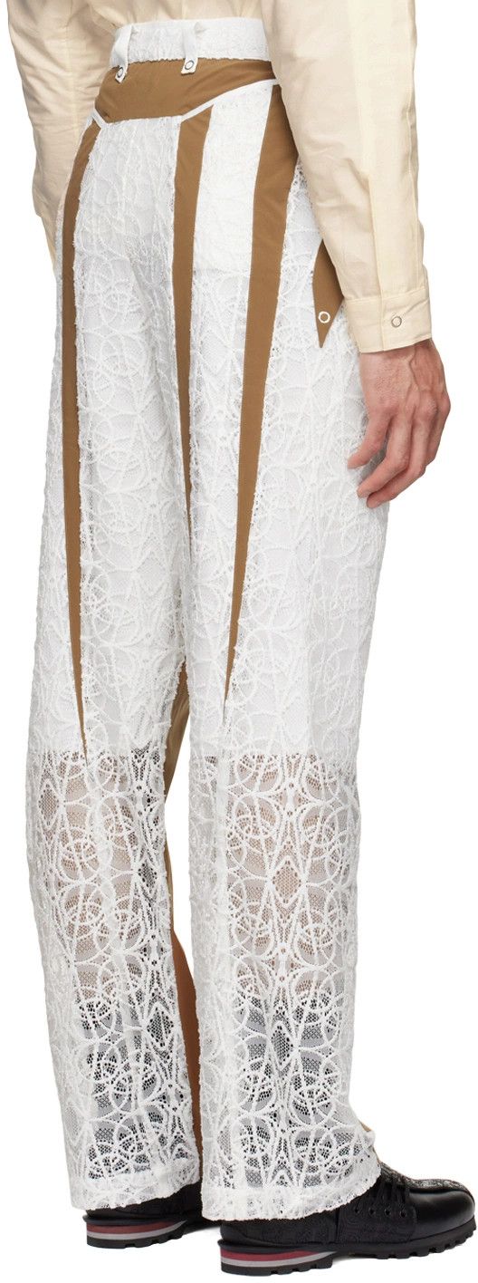 Kiko Kostadinov o1tko10426 Balla Paneled Lace Pants in White/Brown Size US 30 / EU 46 - 2 Thumbnail
